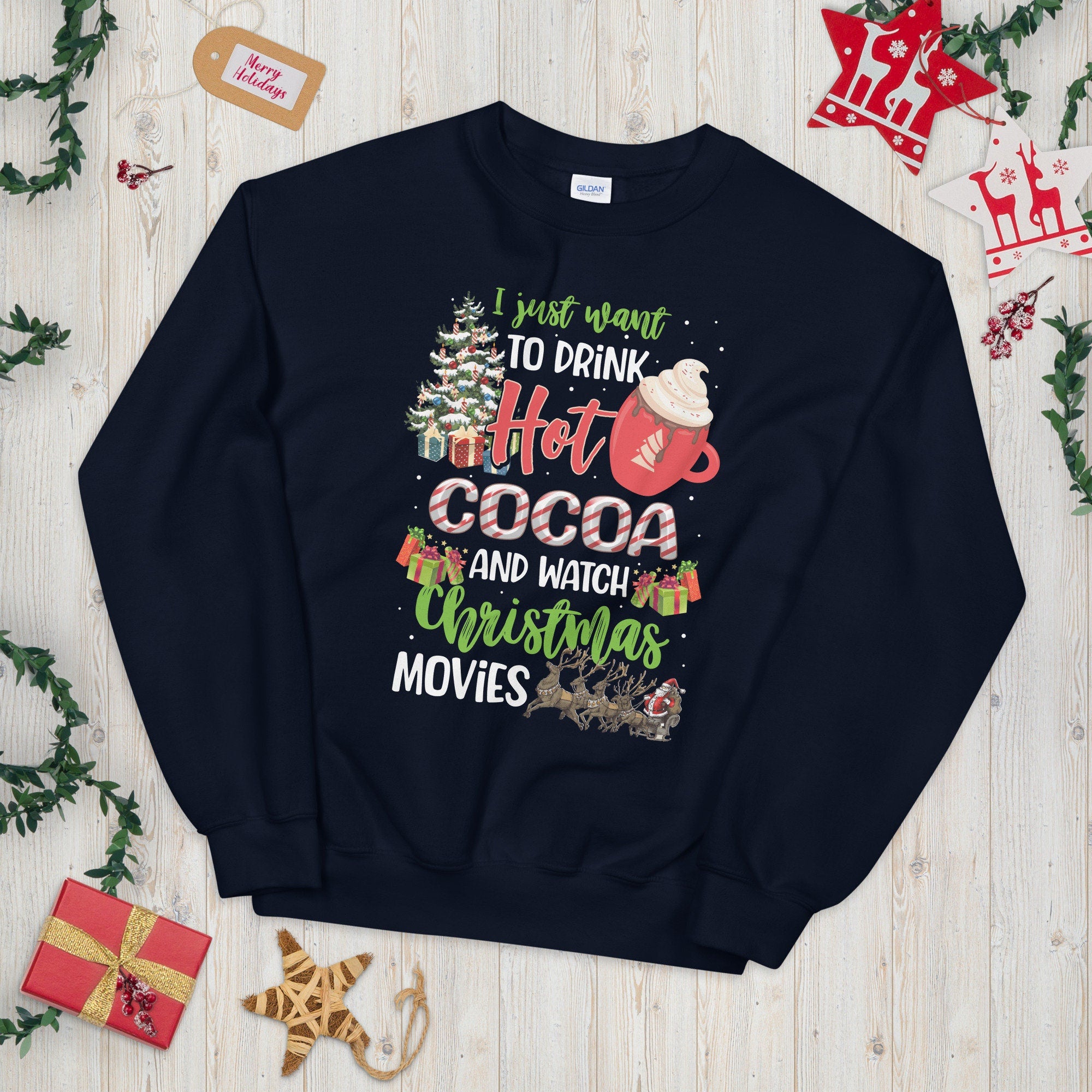 Christmas Plans Movies and Hot Cocoa Unisex Sweatshirt Sweatshirt – Everyday Comfort · Must-Have Style
