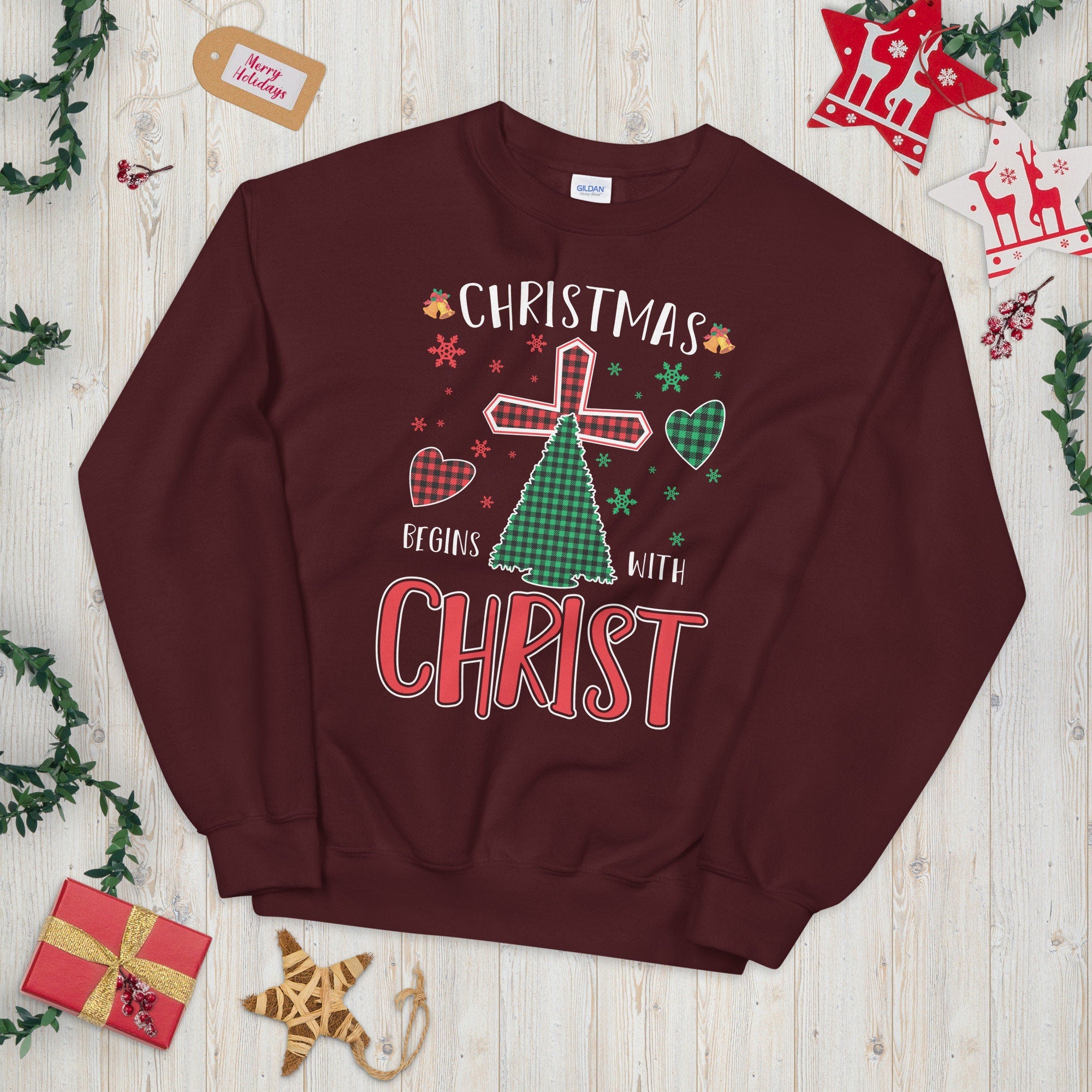 Christmas Begins with Christ Festive Unisex Sweatshirt Sweatshirt – Cozy Vibes · Perfect For Daily Wear