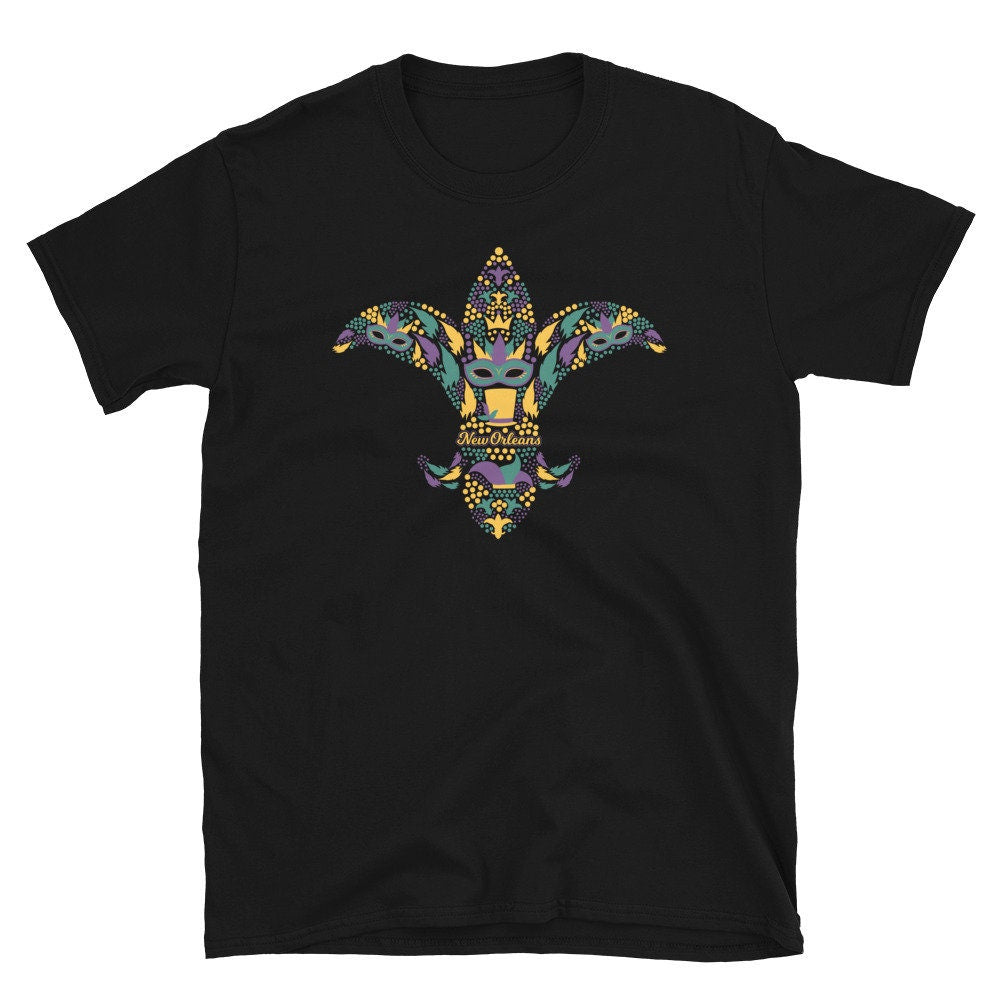 Fleur De Lis Masks Mardi Gras Unisex T Shirt Graphic Tee – Everyday Comfort · Great Gift For Fans