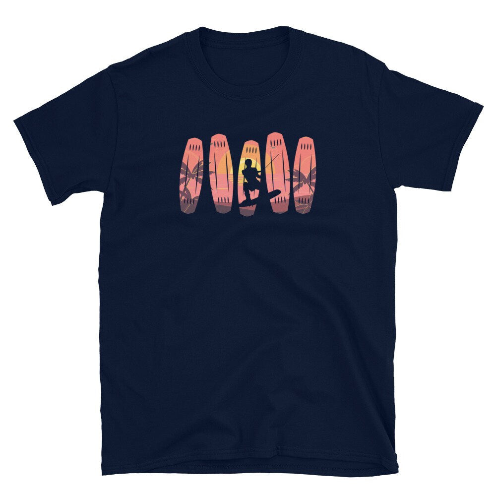 Wakeboard and Beach Sunset Wakeboarder Unisex T Shirt Graphic Tee – Cozy Vibes · High-Quality Print