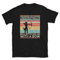 Retro Sunset Petite Girl with a Bow Archer Unisex T Shirt Graphic Tee – Bold Style · Top Pick For Any Outfit