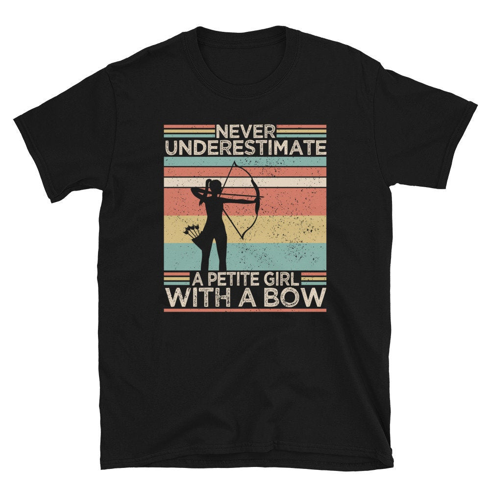 Retro Sunset Petite Girl with a Bow Archer Unisex T Shirt Graphic Tee – Bold Style · Top Pick For Any Outfit