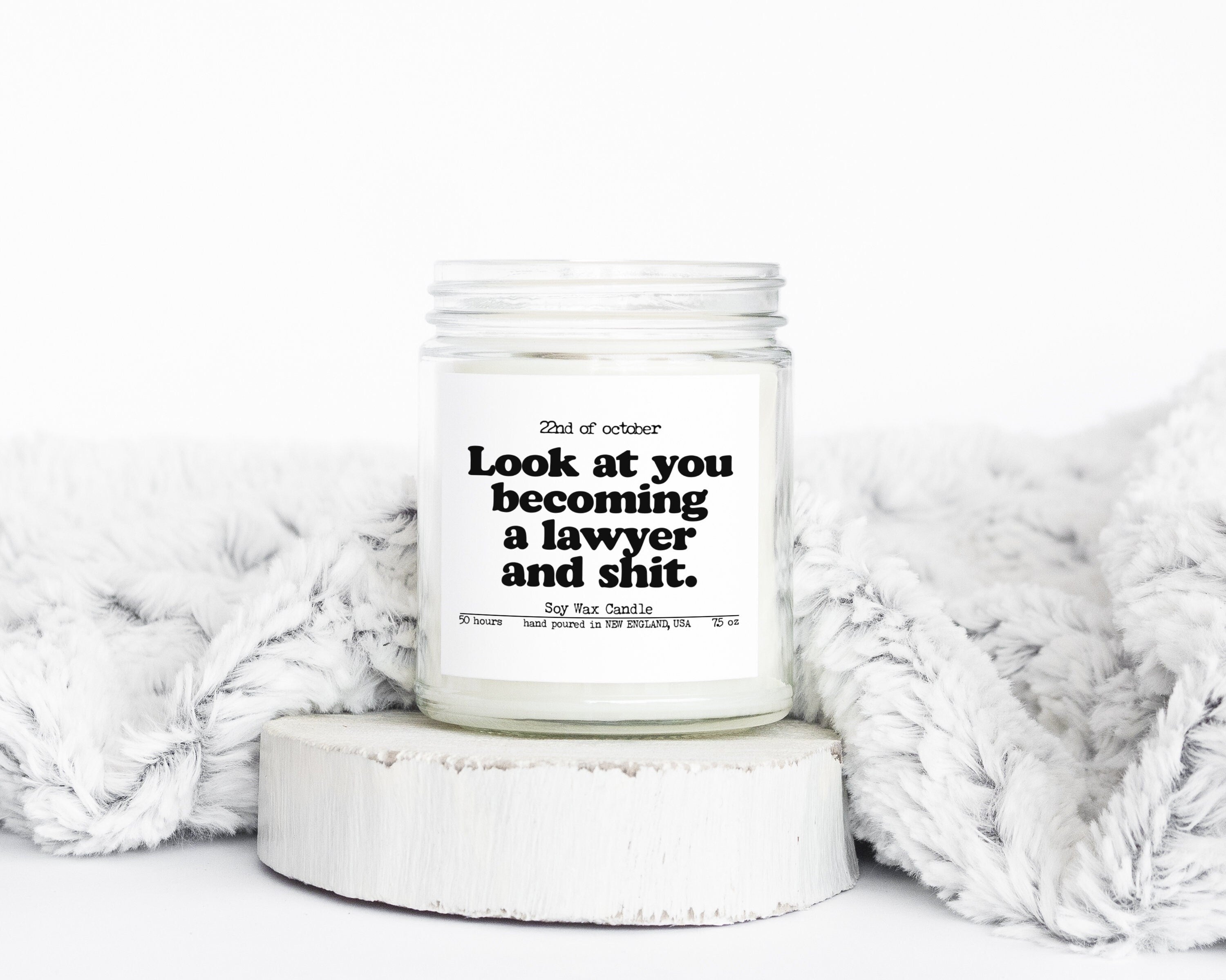 Lawyer Law School Student Graduation Gifts Funny Candle Housewarming Soy Wax Scented Decor Graphic Tee – Warm & Stylish · Great Gift For Fans