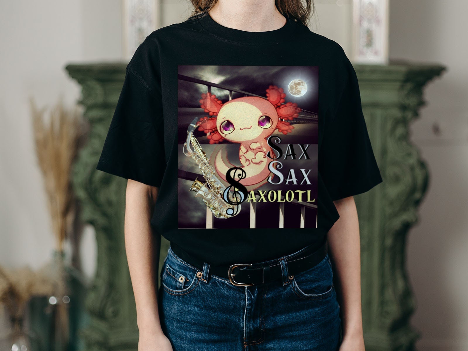 Axolotl Saxolotl Saxaphone Player Saxophonist Short Sleeve Unisex T Shirt Graphic Tee – Soft Feel · Top Pick For Any Outfit