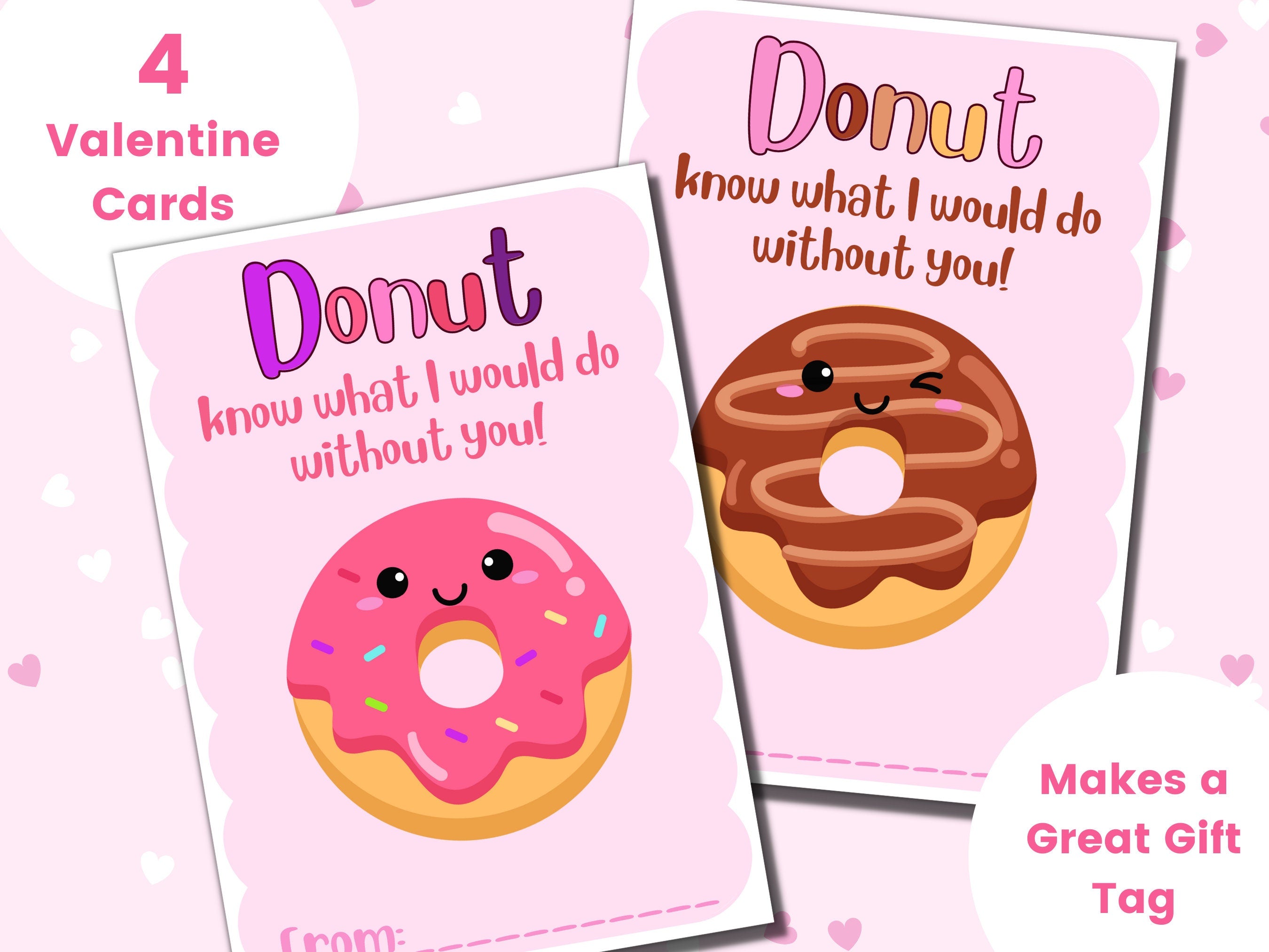 Donut Valentine Cards Donut Valentine39s Day Donut Valentines Printable Valentines Day Cards Valentine Party Tag Kids Valentine Cards Graphic Tee – Bold Style · Great Gift For Fans