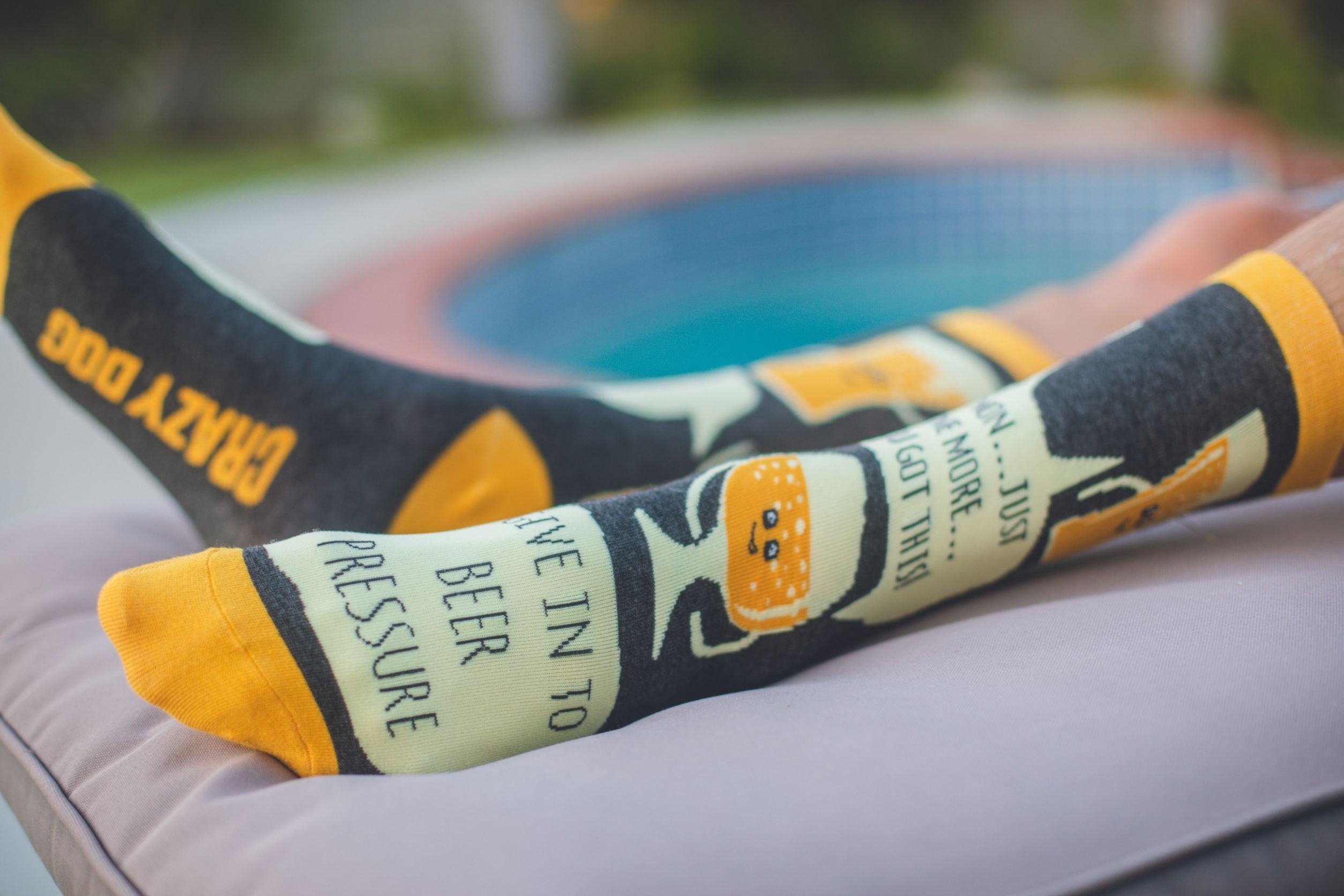 St Patricks Day Socks Give In To Beer Pressure SOCKS Funny Groomsmen Drinking Socks Funky Socks St Patty Socks Cool Socks Graphic Tee – Feel-Good Design · Trending Graphic Apparel