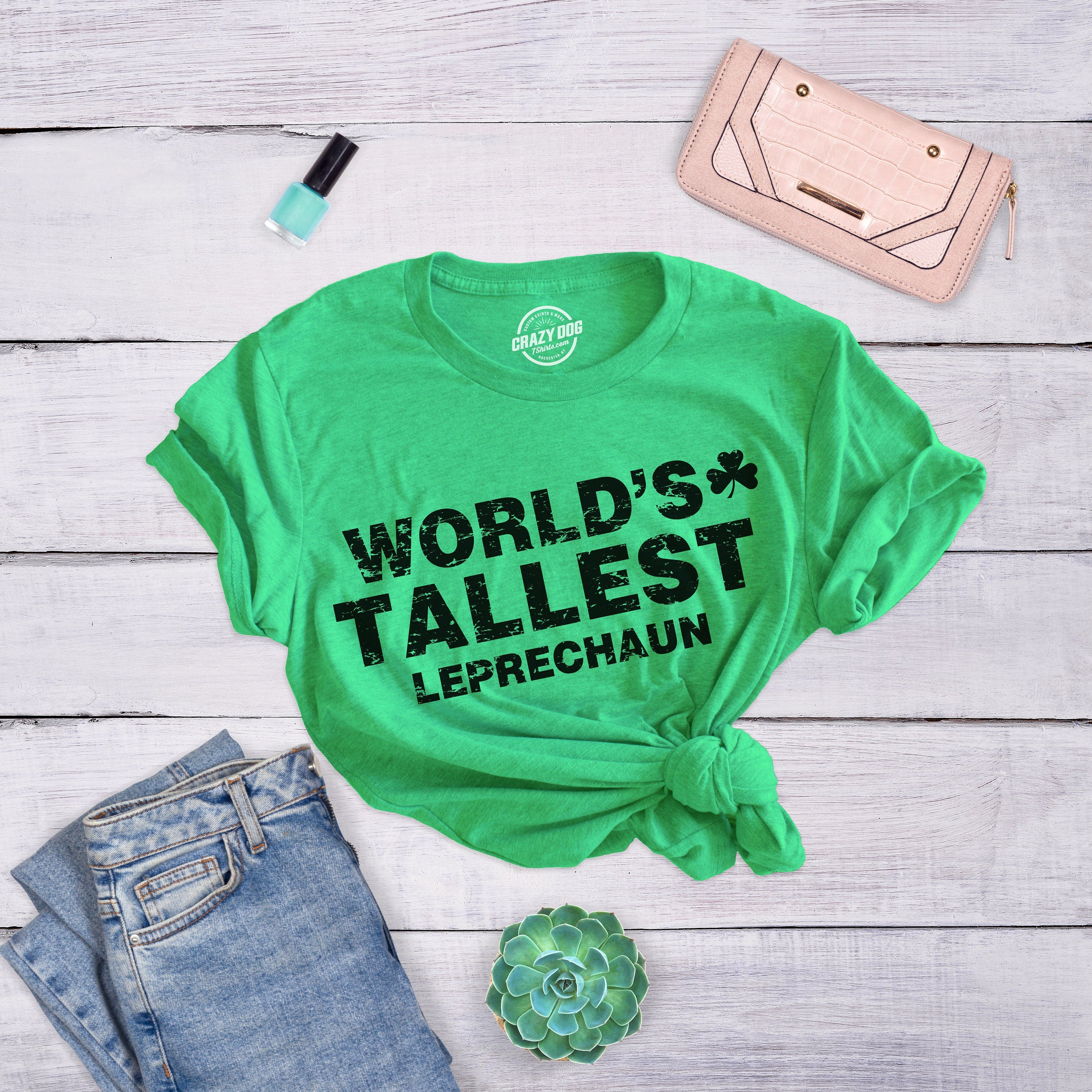 St Patricks Day T Shirt Women Funny St Pattys Day Shirt Woman Girls Shamrock Shirt Green Worlds Tallest Leprechaun Shirt Graphic Tee – Aesthetic Look · Must-Have Style