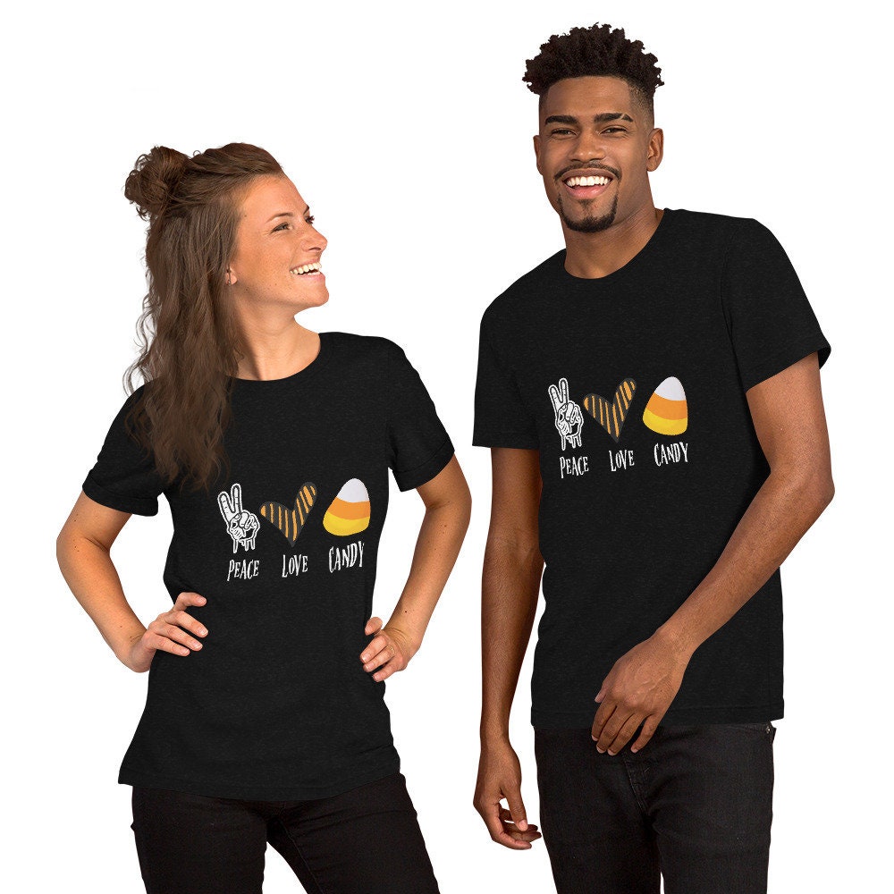 Please Love Candy Corn Halloween Short Sleeve Unisex T Shirt Graphic Tee – Warm & Stylish · Great Gift For Fans