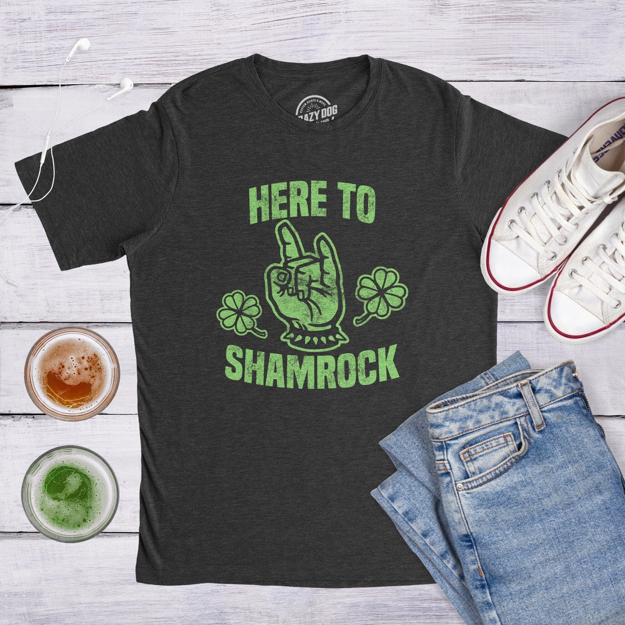 Here To Shamrock Saint Patricks Day Shirt Shenanigans Shirt Rock and Roll Shirt Shamrock Shirt Mens Metal Head Funny Shirts Mens Graphic Tee – Bold Style · Great Gift For Fans