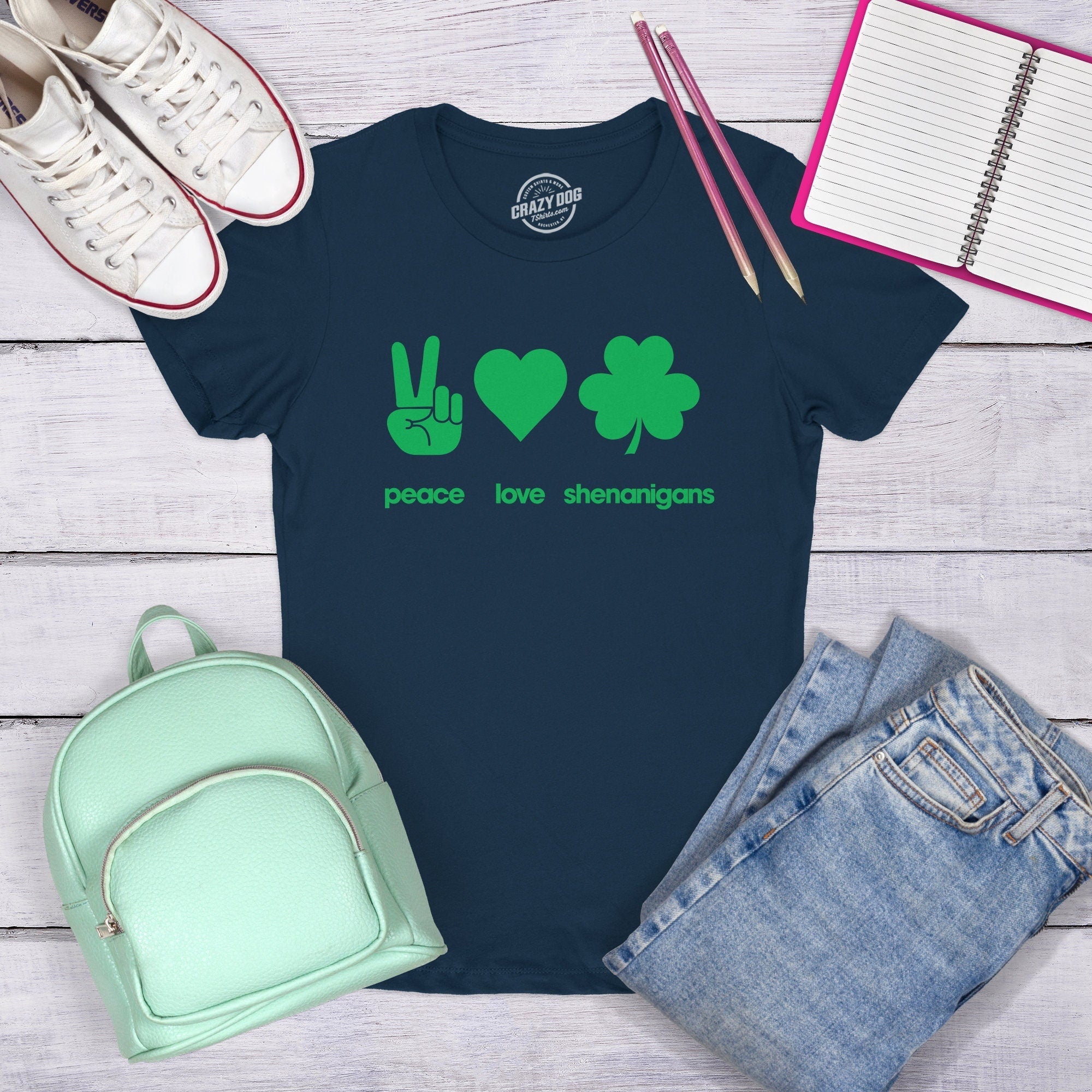 Peace Love SHENANIGANS St Patrick Day Shirt Lucky Shirts Clover Shirt Woman Ireland Tee Woman Funny Shirts WomenPeace Shirts Love Tee Graphic Tee – Everyday Comfort · Trending Graphic Apparel