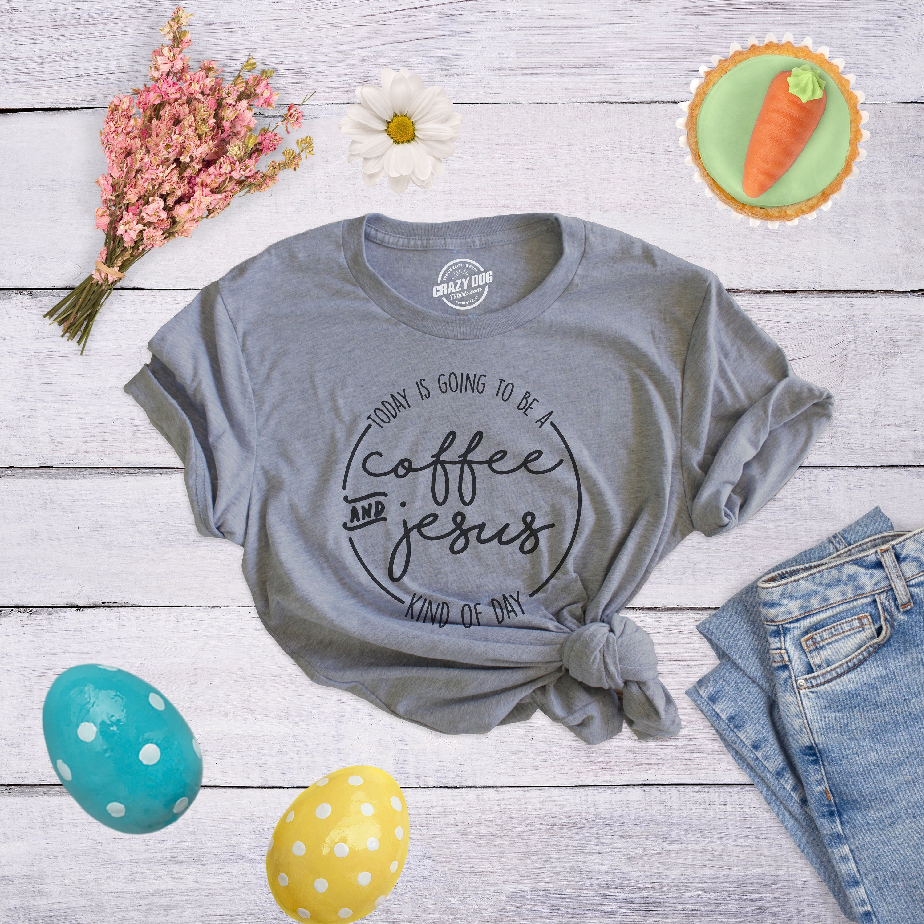 Womens Jesus T shirt Funny Jesus Shirt Jesus Lovers Gift Womens Coffee T shirt Today Is Going To Be A Coffee And Jesus Kind Of Day Graphic Tee – Aesthetic Look · Great Gift For Fans