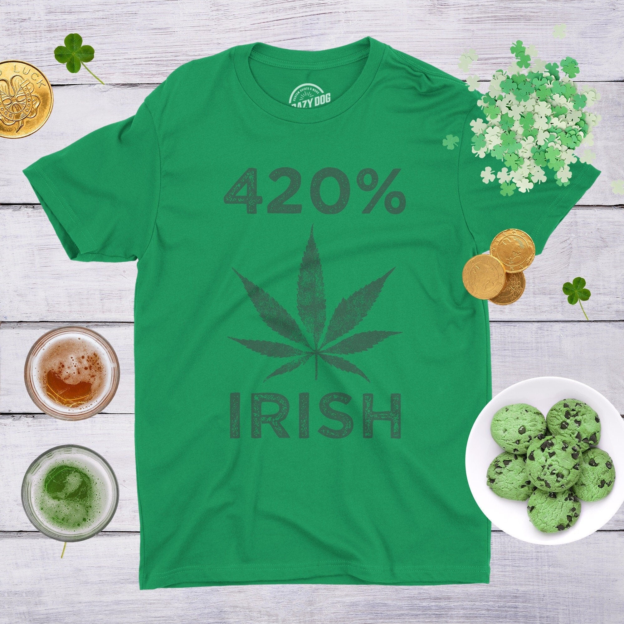 420 IRISH Drunk Irish Weed Top Men Irish Drinking Party Shirt St Patricks Day Shirts Funny Irish Cannabis Shirts Joke Weed Shirts Graphic Tee – Warm & Stylish · High-Quality Print