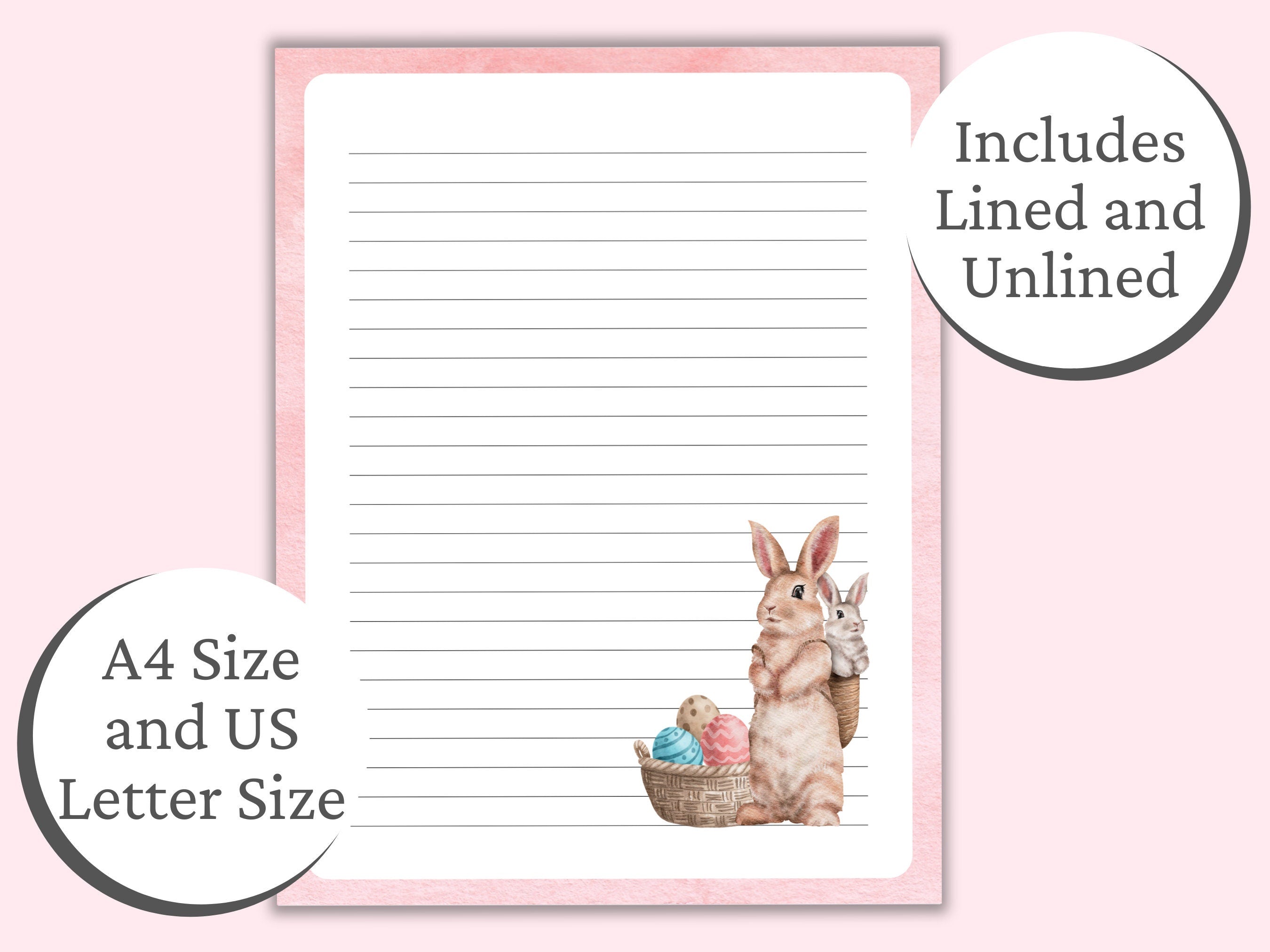 Easter Bunny Stationery Cute Letter Writing Paper Cottage Core Stationery Shabby Chic Stationary Writing Paper Printable Lined Unlined Graphic Tee – Feel-Good Design · Must-Have Style