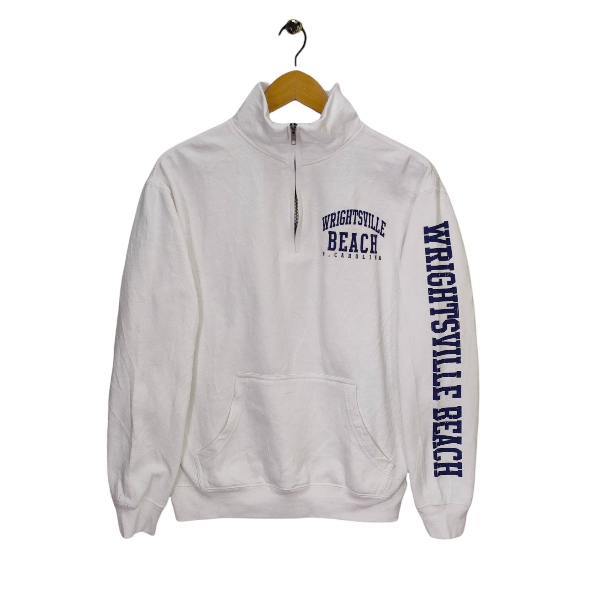 Wrightsville Beach Sweater Quarter Zip Vintage Style Jumper Pullover White Mens Size S Graphic Tee – Aesthetic Look · Perfect For Daily Wear