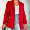 Double Breasted Red Blazer With Embroidered Pocket Gold Buttons Baroque Vintage 80s 90s Small Medium Graphic Tee – Easygoing Wear · Must-Have Style