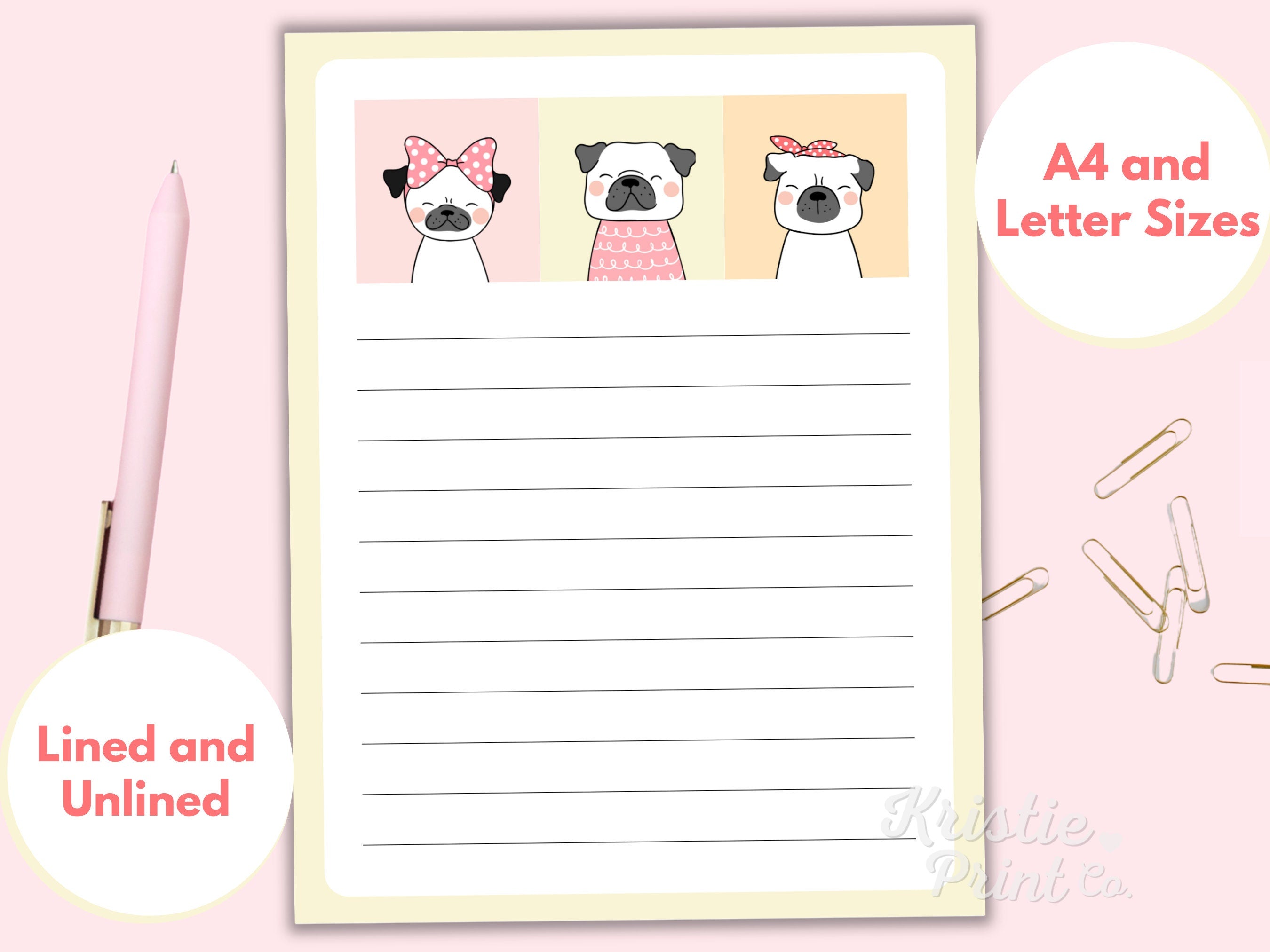Pug Stationary Stationery Kawaii Dog Stationery for Kids Cute Kids Stationary Lined Stationery for Kids Unlined Printable Stationery Graphic Tee – Premium Graphic · Trending Graphic Apparel