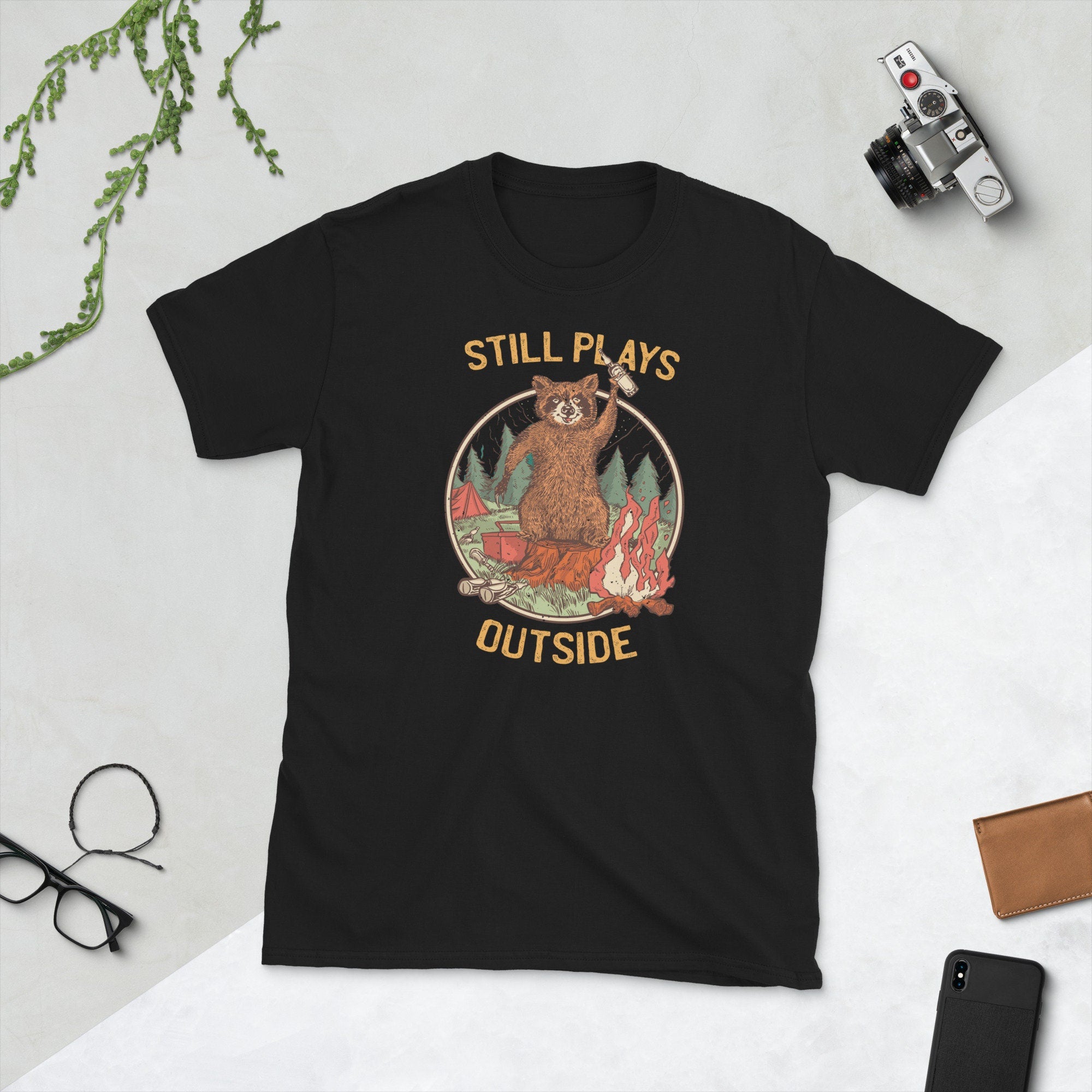 Camping Raccoon Beer Still Play Outside T Shirt Graphic Tee – Fan Favorite · Must-Have Style