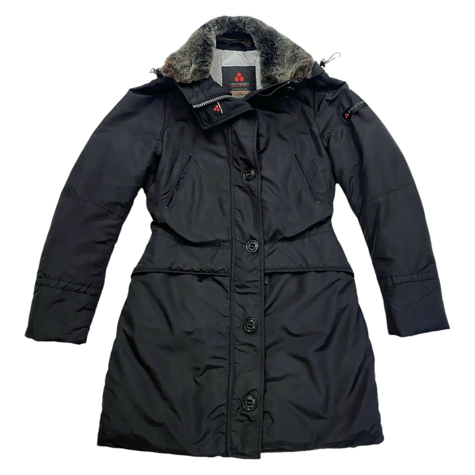 Peuterey Womens Fur Trim Padded Hoodie Coat Vintage Luxury Designer Black VTG Hoodie – Aesthetic Look · Great Gift For Fans