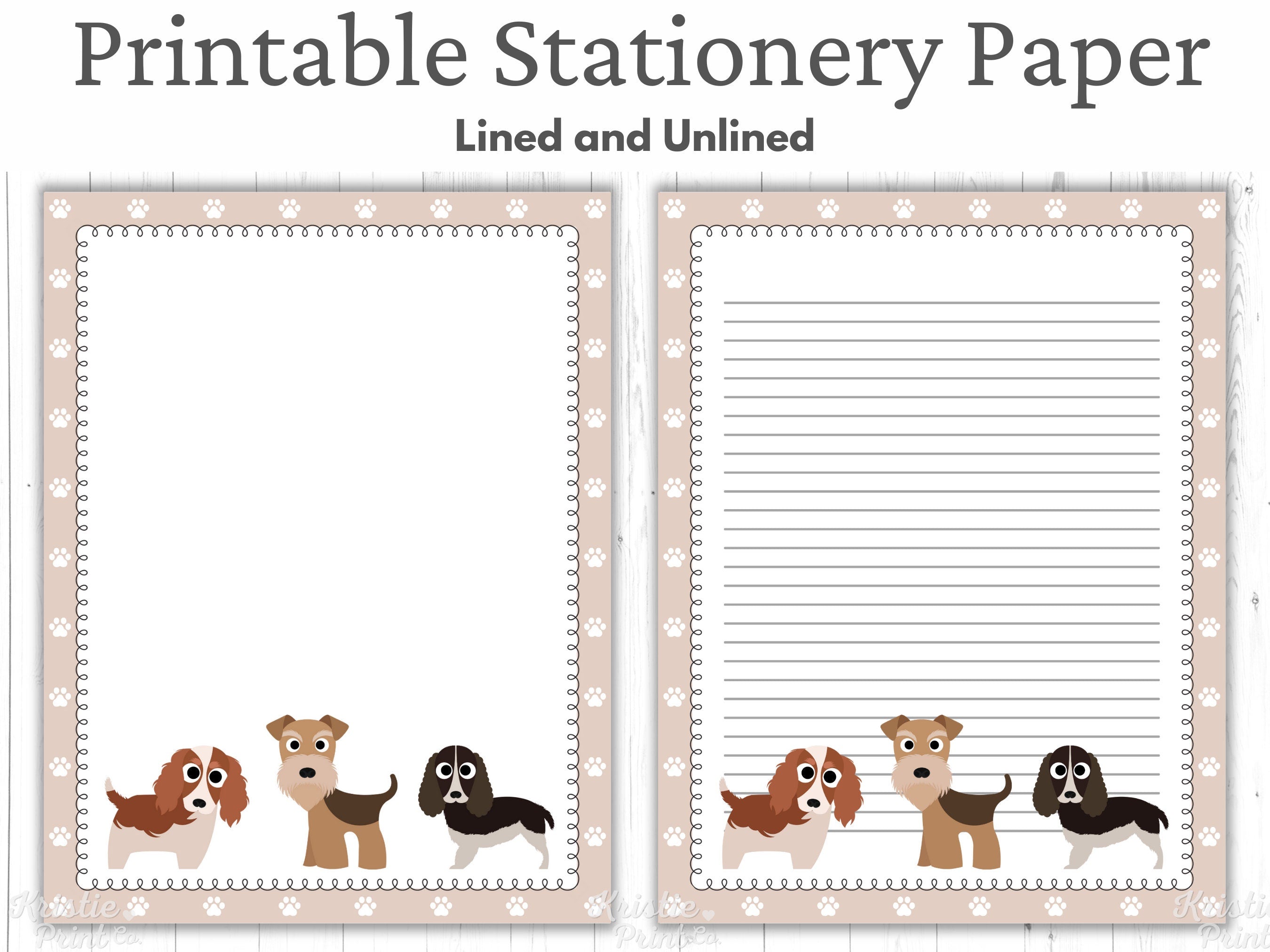 Dog Printable Stationery 85x11 Instant Download Cute Kids Stationary Puppy Digital Paper Printable Paper Digital Lined Paper Writing Graphic Tee – Fan Favorite · High-Quality Print