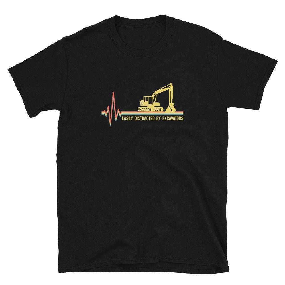 Easily Distracted By Excavators Father T Shirt Graphic Tee – Easygoing Wear · High-Quality Print