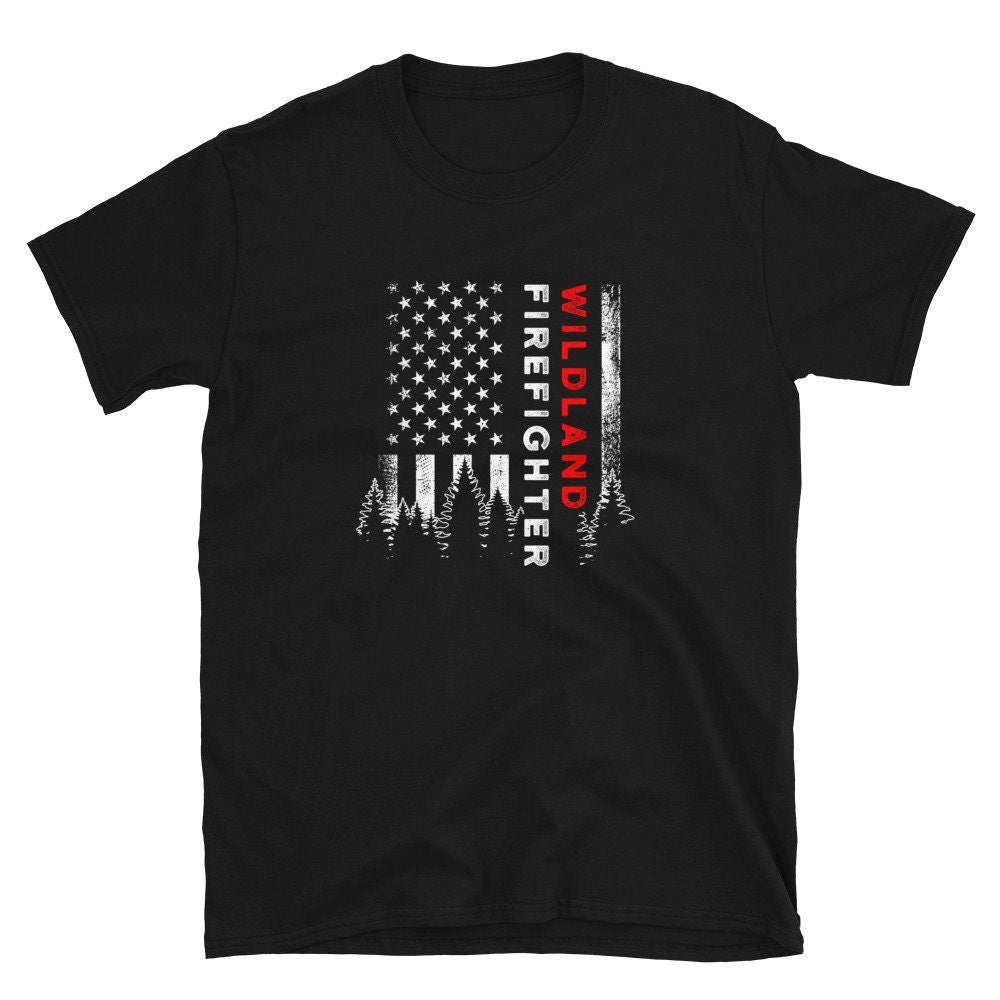 US Flag Wildland Firefighter Shirt Graphic Tee – Cozy Vibes · Perfect For Daily Wear