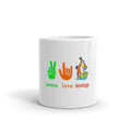 Peace Love Biology Ceramic White glossy mug Graphic Tee – Soft Feel · Perfect For Daily Wear