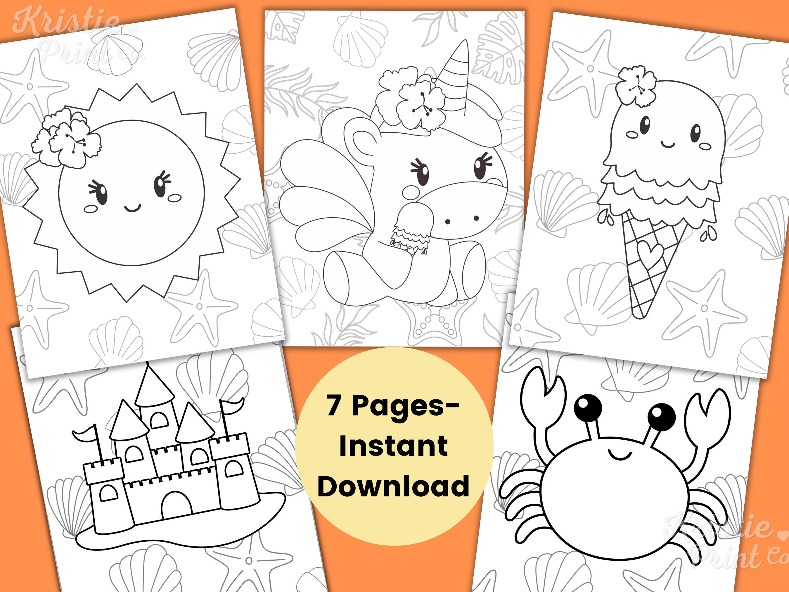 Summer Coloring Pages for Kids Kids Party Games Beach Birthday Favor Beach Coloring Sheet Baby Shower Activities Summer Activities Graphic Tee – Soft Feel · Trending Graphic Apparel
