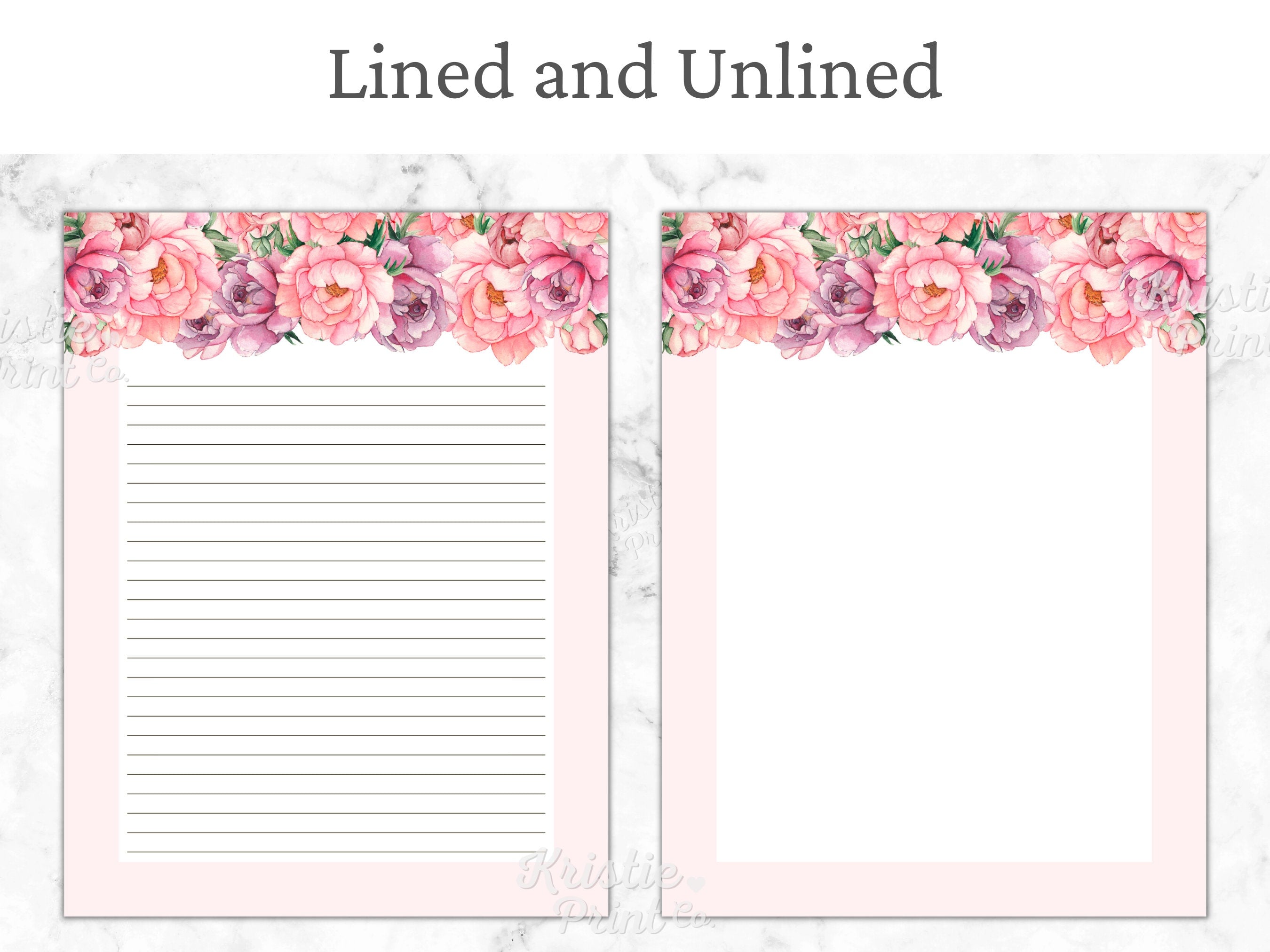 Pink Floral Printable Stationery Writing Paper 85x11 A4 Pink Bouquet Lined Unlined Paper Journal Instant Download Stationary Set Graphic Tee – Easygoing Wear · Trending Graphic Apparel