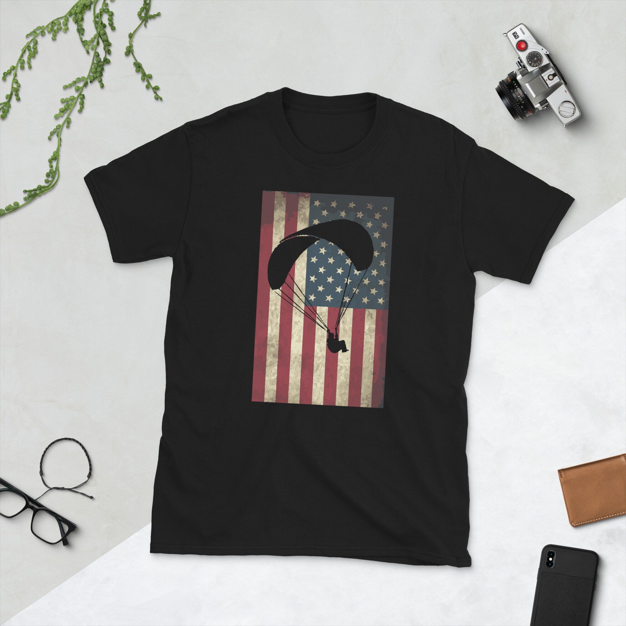 Us Flag Paraglider T Shirt Graphic Tee – Bold Style · High-Quality Print