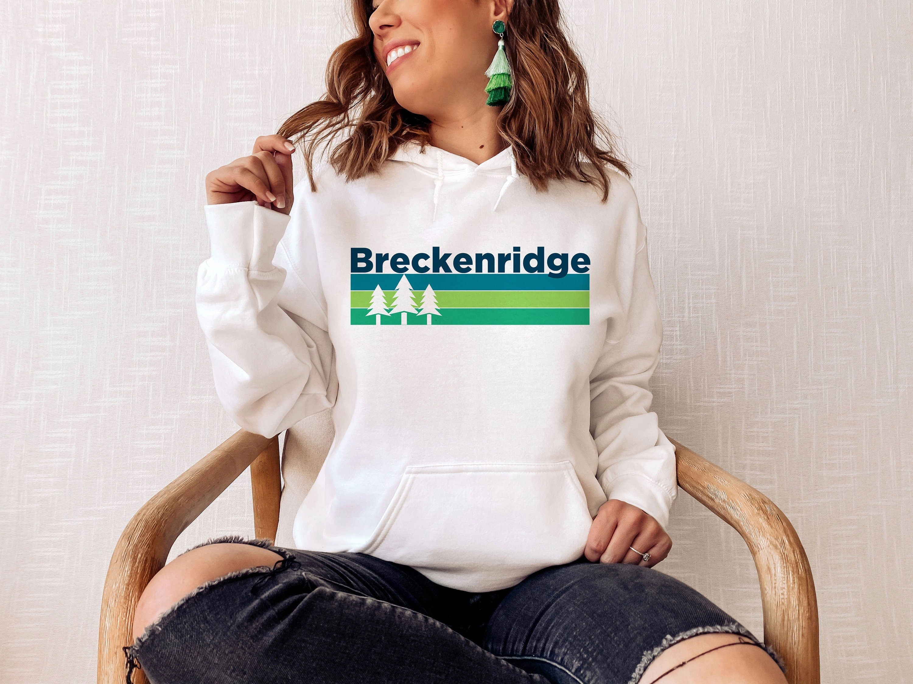 Breckenridge Colorado Hoodie Retro Trees Unisex Breckenridge Sweatshirt Breckenridge Hoodie Personalization Available Hoodie – Feel-Good Design · High-Quality Print