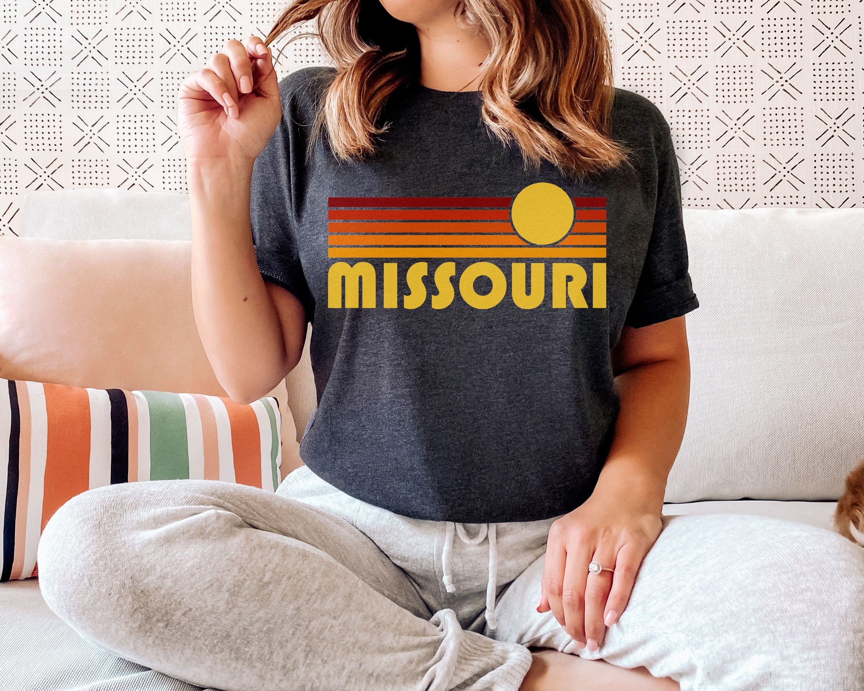 Missouri TShirt Retro Sunset Unisex Missouri Shirt Personalization Available Graphic Tee – Soft Feel · Top Pick For Any Outfit
