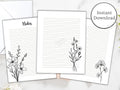 Printable Stationery Set Black and White Floral Lined Paper Minimalist Journal Paper Digital Download Stationary Paper Penpal Letters Graphic Tee – Everyday Comfort · Trending Graphic Apparel