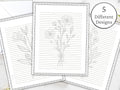 Printable Lined Paper Bundle Printable Lined Pages Stationery Set Lined Paper PDF Black and White Floral Paper Printable Notes Page Graphic Tee – Aesthetic Look · High-Quality Print