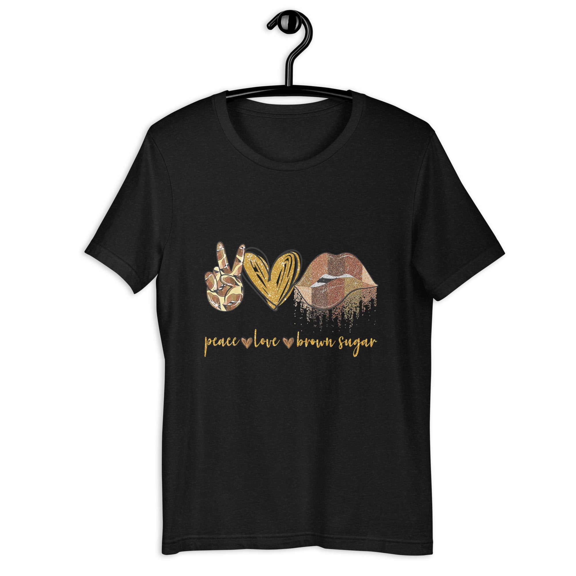 Peace Love Brown Sugar Lips Unisex t shirt Graphic Tee – Premium Graphic · Perfect For Daily Wear