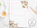 Bird Stationary Printable Spring Stationary Vintage Stationery Floral Writing Paper Floral Lined Paper Journal Paper Digital Download Graphic Tee – Warm & Stylish · High-Quality Print