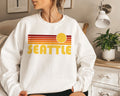 Seattle Washington Sweatshirt Unisex Retro Sunrise Crewneck Seattle Sweatshirt Personalization Available Sweatshirt – Cozy Vibes · Trending Graphic Apparel