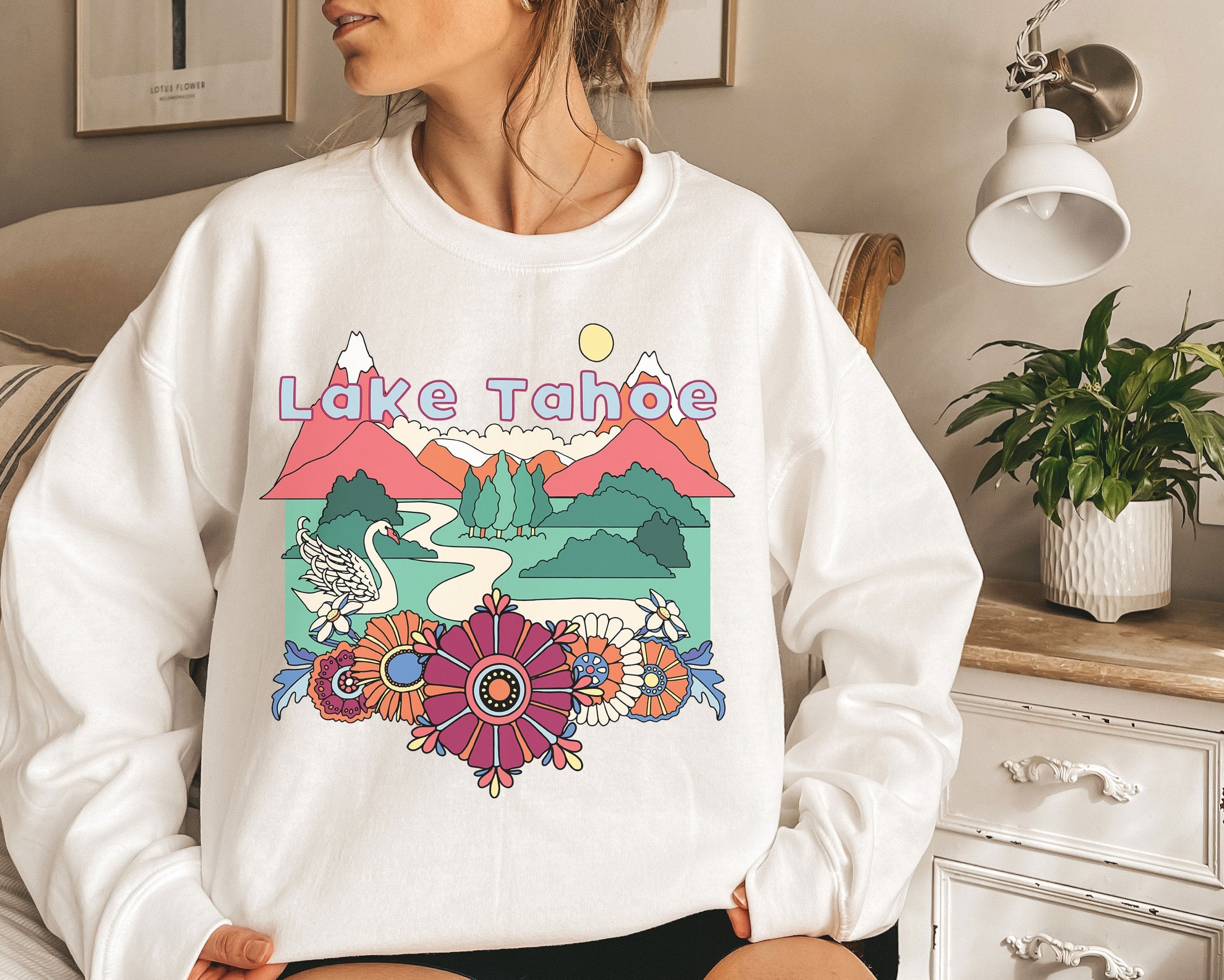 Lake Tahoe Unisex Sweatshirt Retro Vintage Style Lake Tahoe Sweatshirt California Mountain Sweater Personalization Available Sweatshirt – Fan Favorite · Must-Have Style