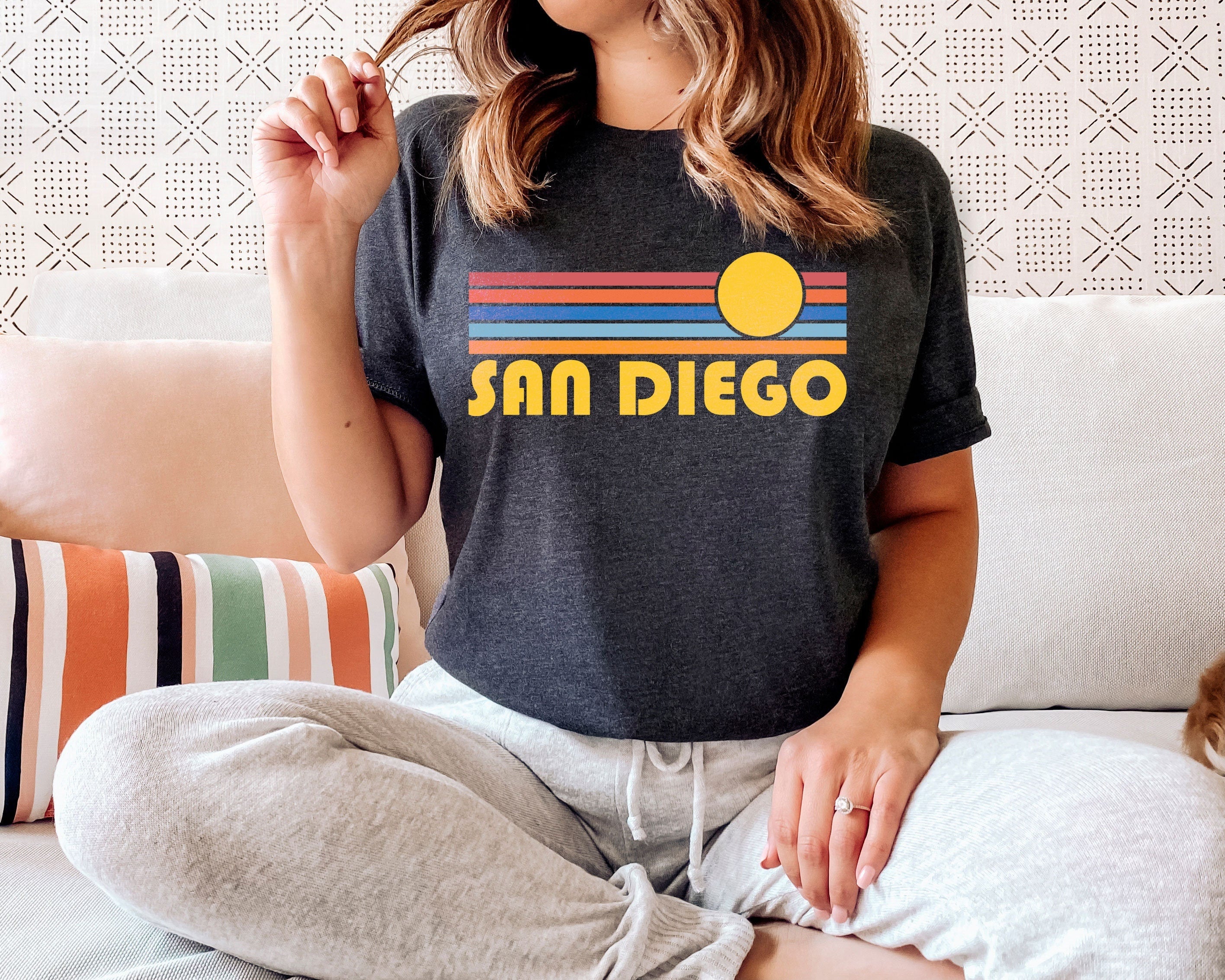San Diego California Shirt Retro Sunset Unisex San Diego TShirt Personalization Available Graphic Tee – Fan Favorite · Top Pick For Any Outfit