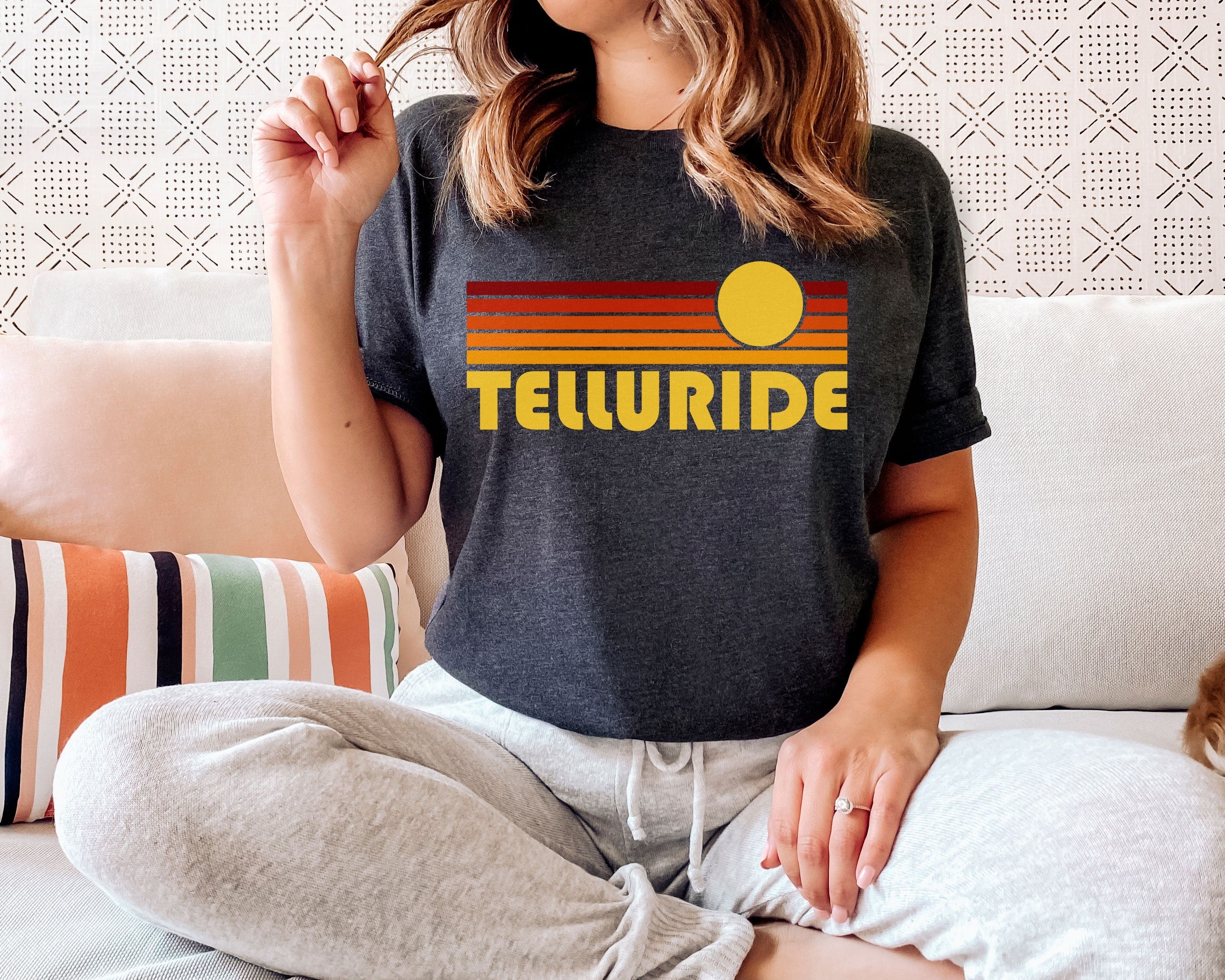 Telluride Colorado Shirt Retro Sunset Unisex Telluride TShirt Personalization Available Graphic Tee – Easygoing Wear · Perfect For Daily Wear
