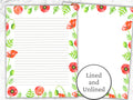 Poppy Border Writing Paper Floral Lined Paper Printable Stationery Paper Journal Paper Digital Download Stationary Paper Penpal Letter Graphic Tee – Premium Graphic · High-Quality Print