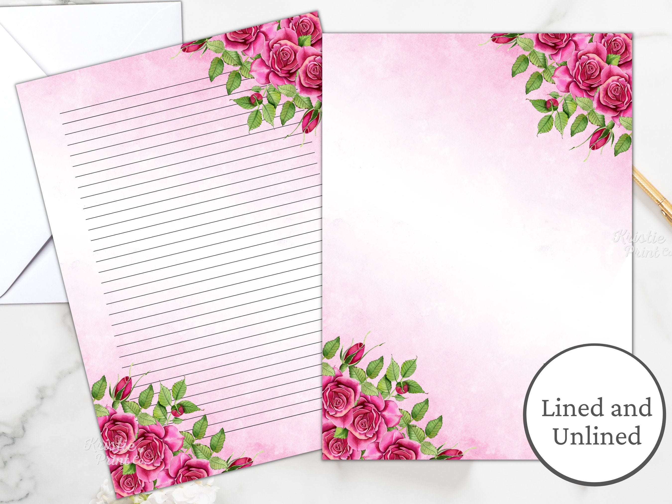 Rose Stationary Printable Floral Lined Paper Printable Stationery Paper Journal Paper Digital Stationary Paper Botanical Writing Paper Graphic Tee – Premium Graphic · Trending Graphic Apparel