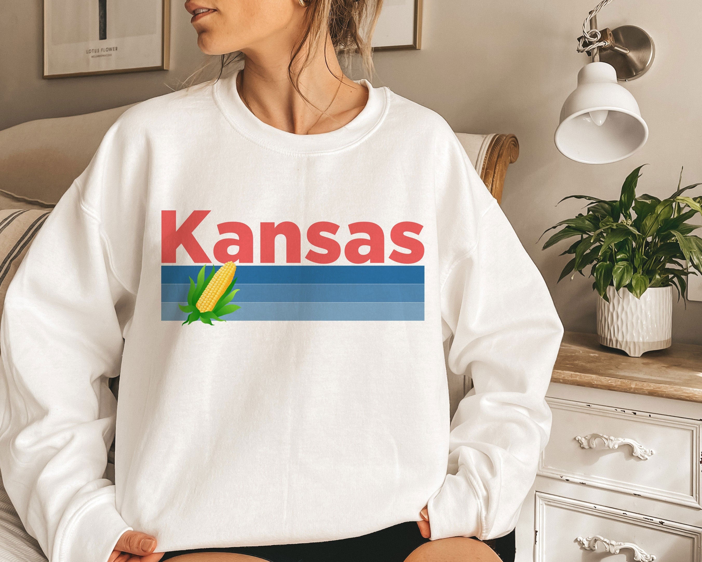 Kansas Sweatshirt Retro Corn Farming Unisex Kansas Sweatshirt Personalization Available Sweatshirt – Everyday Comfort · Top Pick For Any Outfit