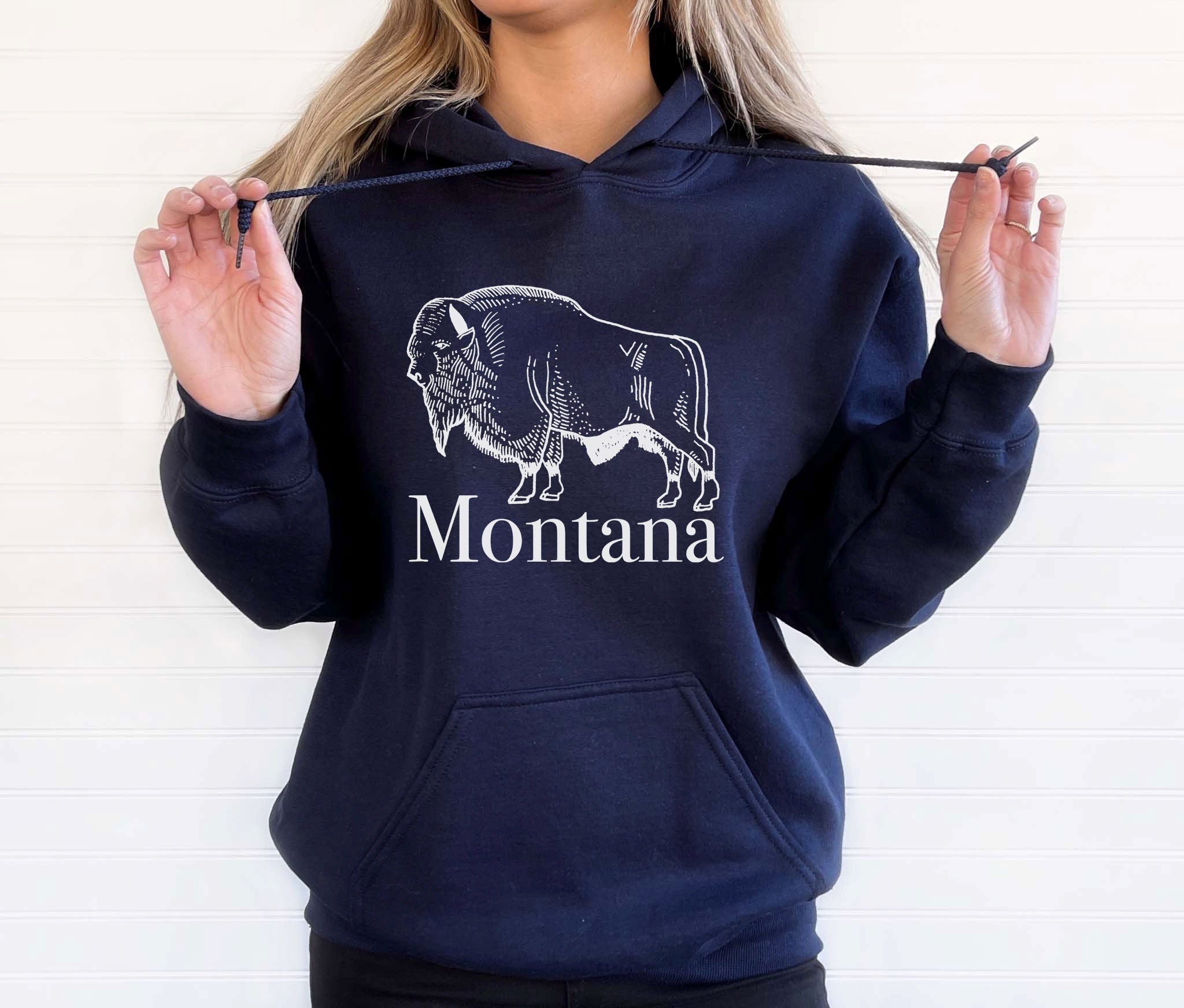 Montana Hoodie Adult Unisex Retro Buffalo Montana Sweatshirt Personalization Available Hoodie – Soft Feel · Trending Graphic Apparel