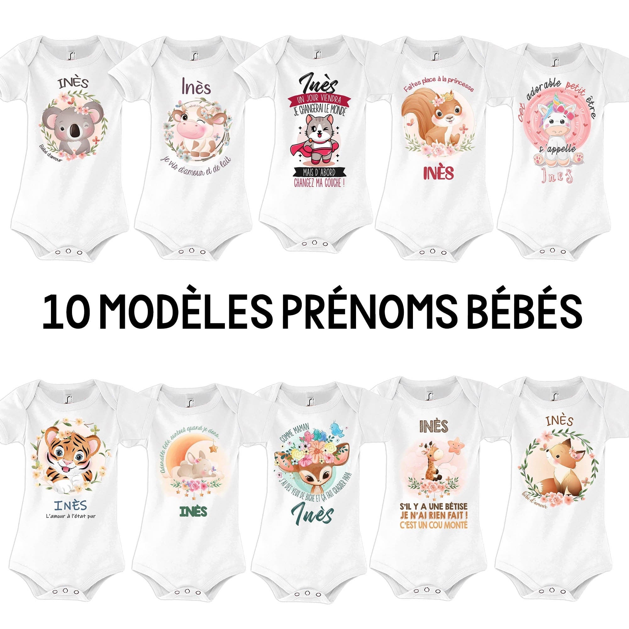 Body Bb Prnom Fille 10 Modles Body bb Naissance Cadeau Vtement Enfant mignon Graphic Tee – Bold Style · Must-Have Style