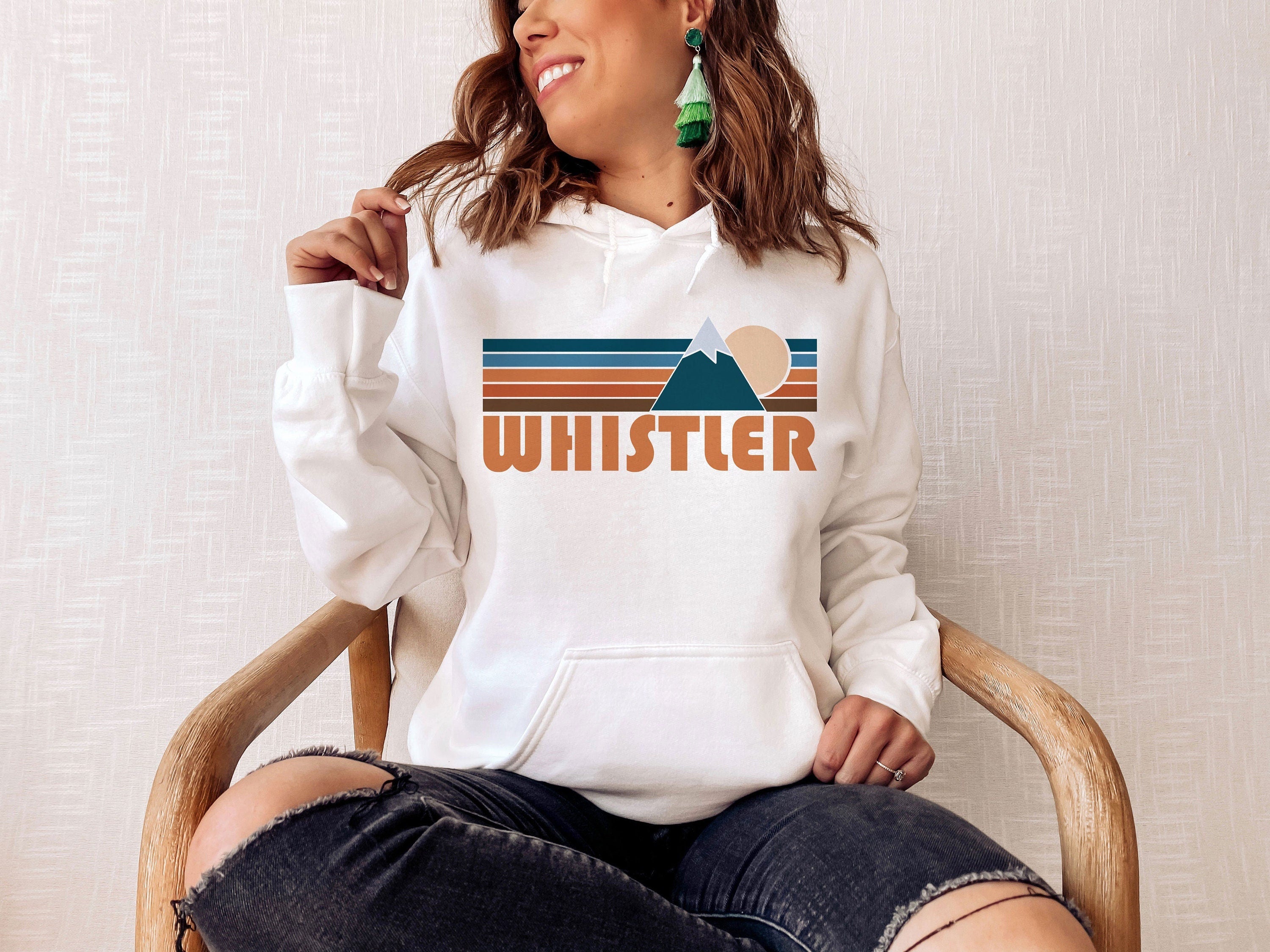Whistler Canada Hoodie Retro Mountain Unisex Whistler Hoodie Sweatshirt Personalization Available Hoodie – Easygoing Wear · Great Gift For Fans