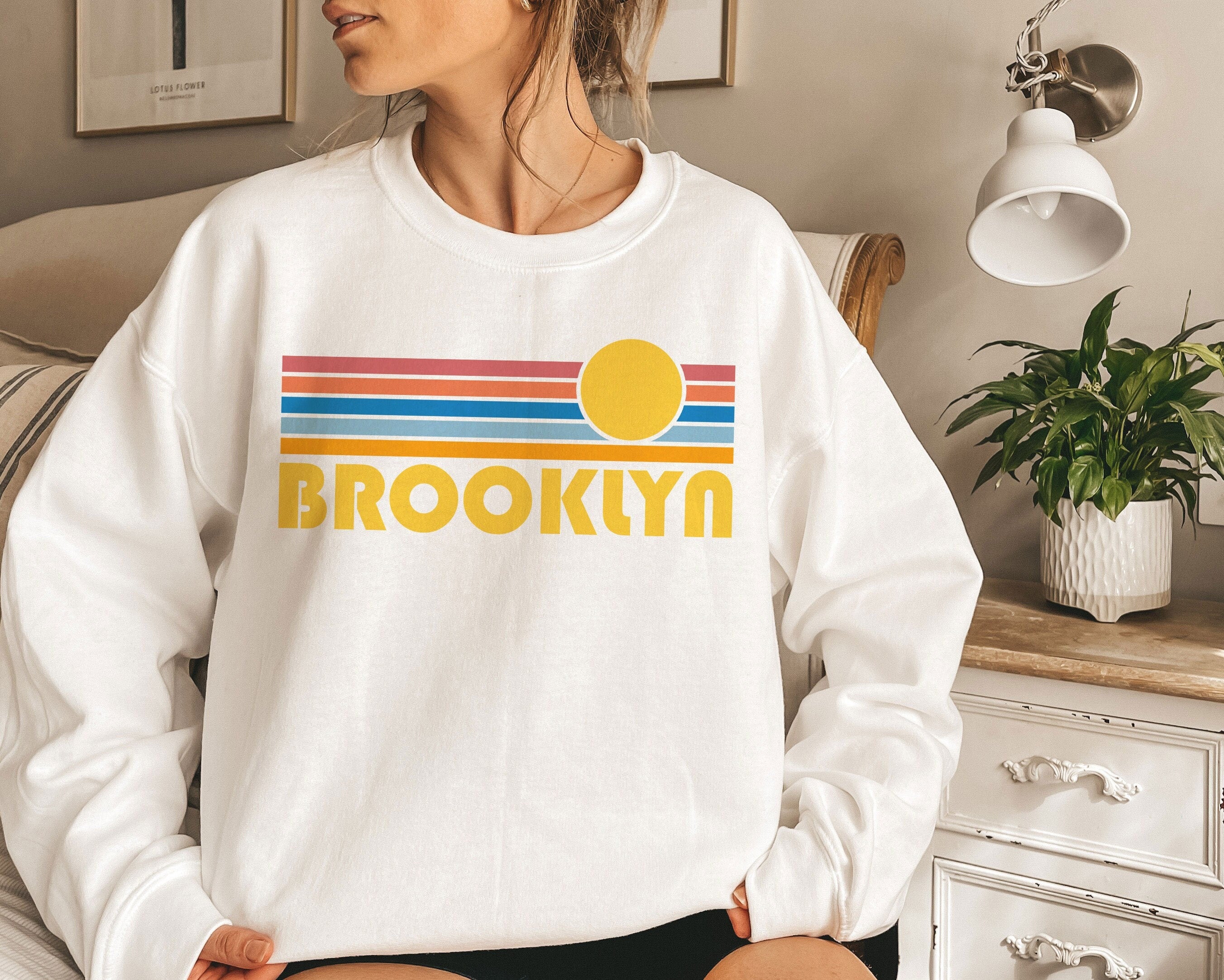 Brooklyn New York Sweatshirt Retro Sunset Unisex Crewneck Brooklyn Sweatshirt Personalization Available Sweatshirt – Warm & Stylish · Top Pick For Any Outfit
