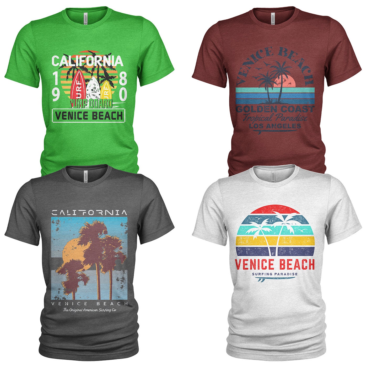 Venice Beach California Summer Men39s Crew Neck T Shirt 4 Pack 4132 Graphic Tee – Bold Style · Great Gift For Fans
