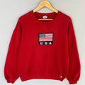 Vintage Y2K Russel Tag American Flag Big Logo Printed Sweatshirt Crewneck Pullover Sweater Russel America Colour Red Size Large Sweatshirt – Aesthetic Look · Trending Graphic Apparel