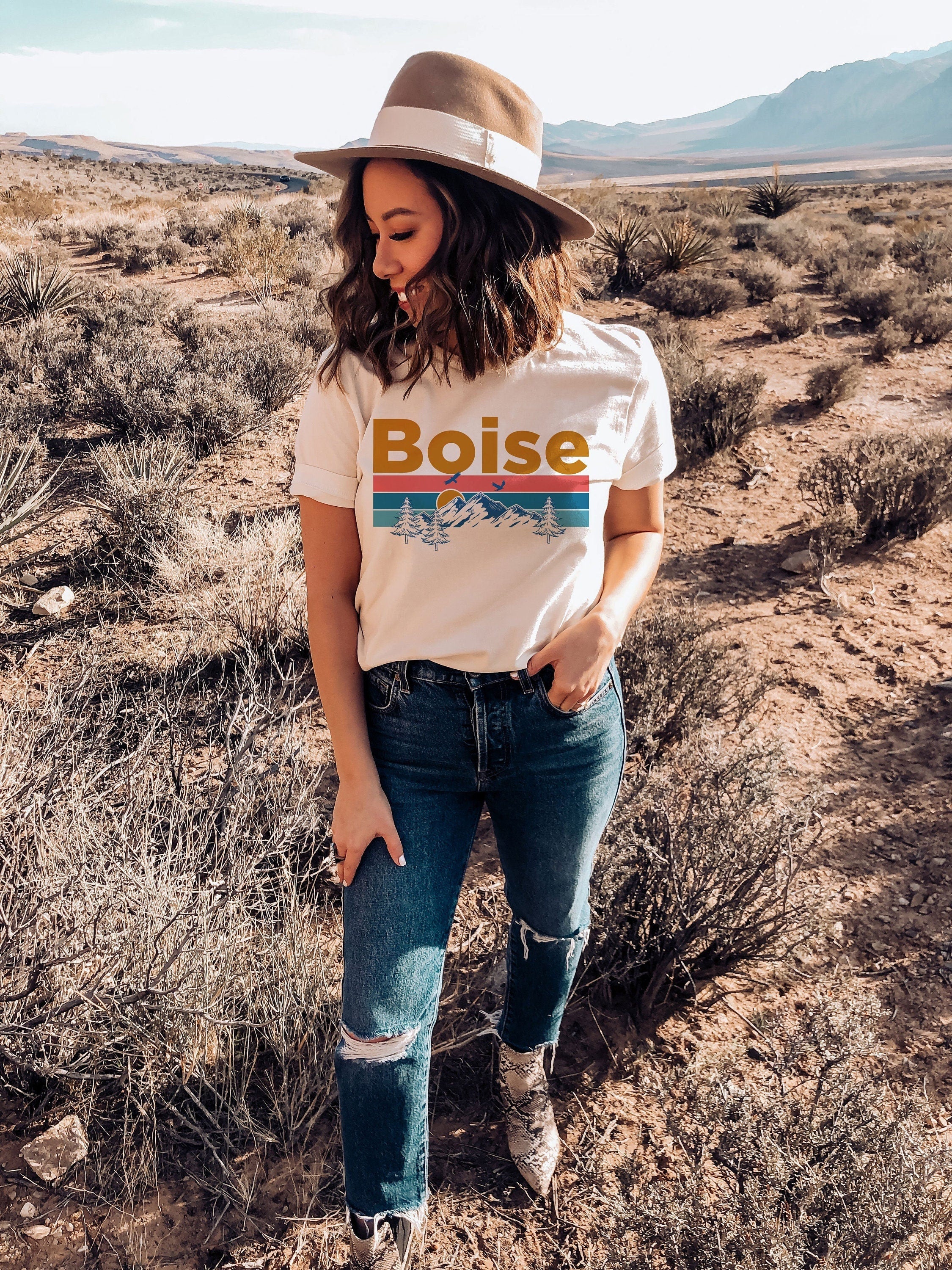 Boise Idaho Shirt Mountain Sunset Unisex Boise TShirt Personalization Available Graphic Tee – Warm & Stylish · Great Gift For Fans