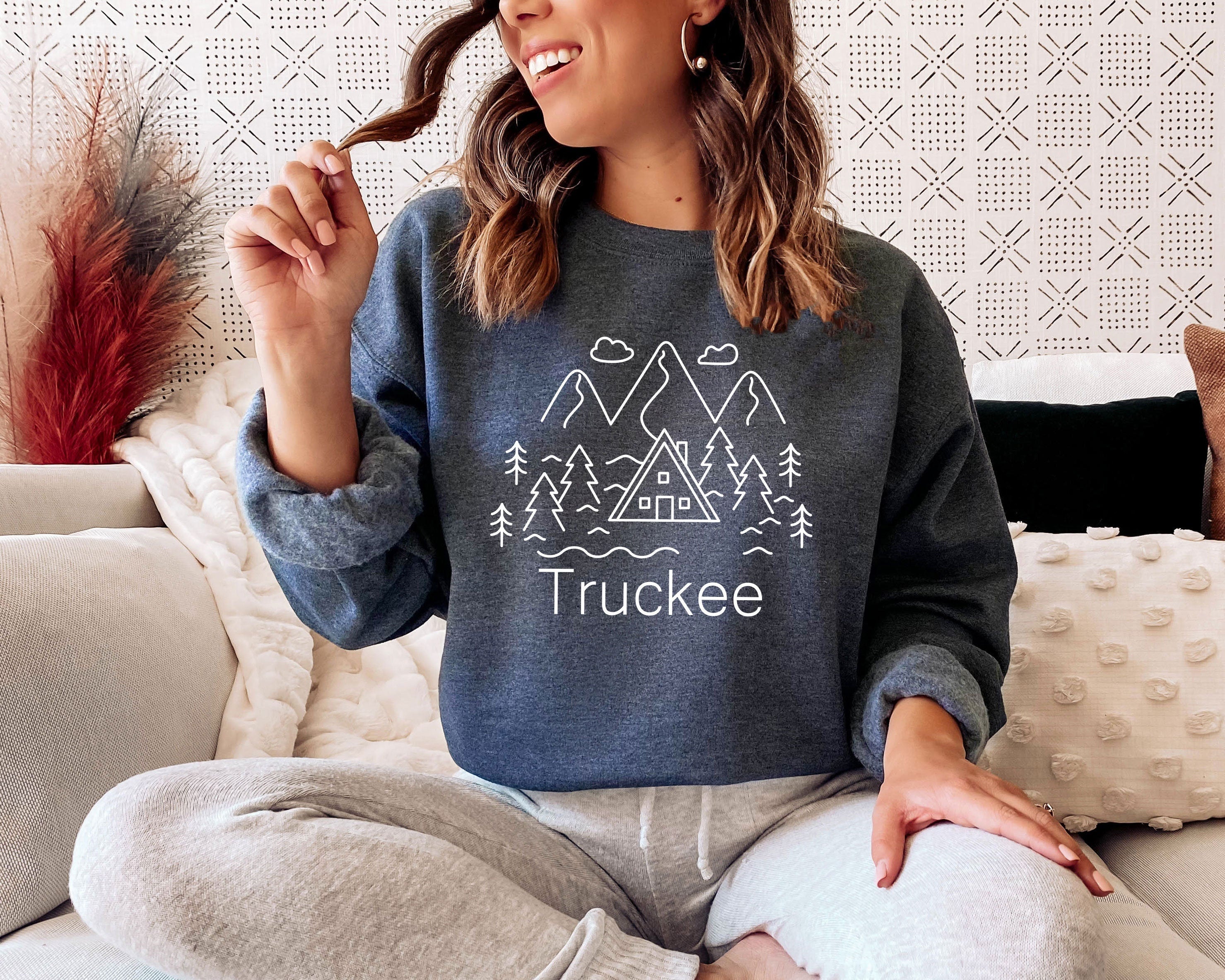Truckee California Sweatshirt Forest Cabin Unisex Truckee Sweatshirt Personalization Available Sweatshirt – Warm & Stylish · Must-Have Style